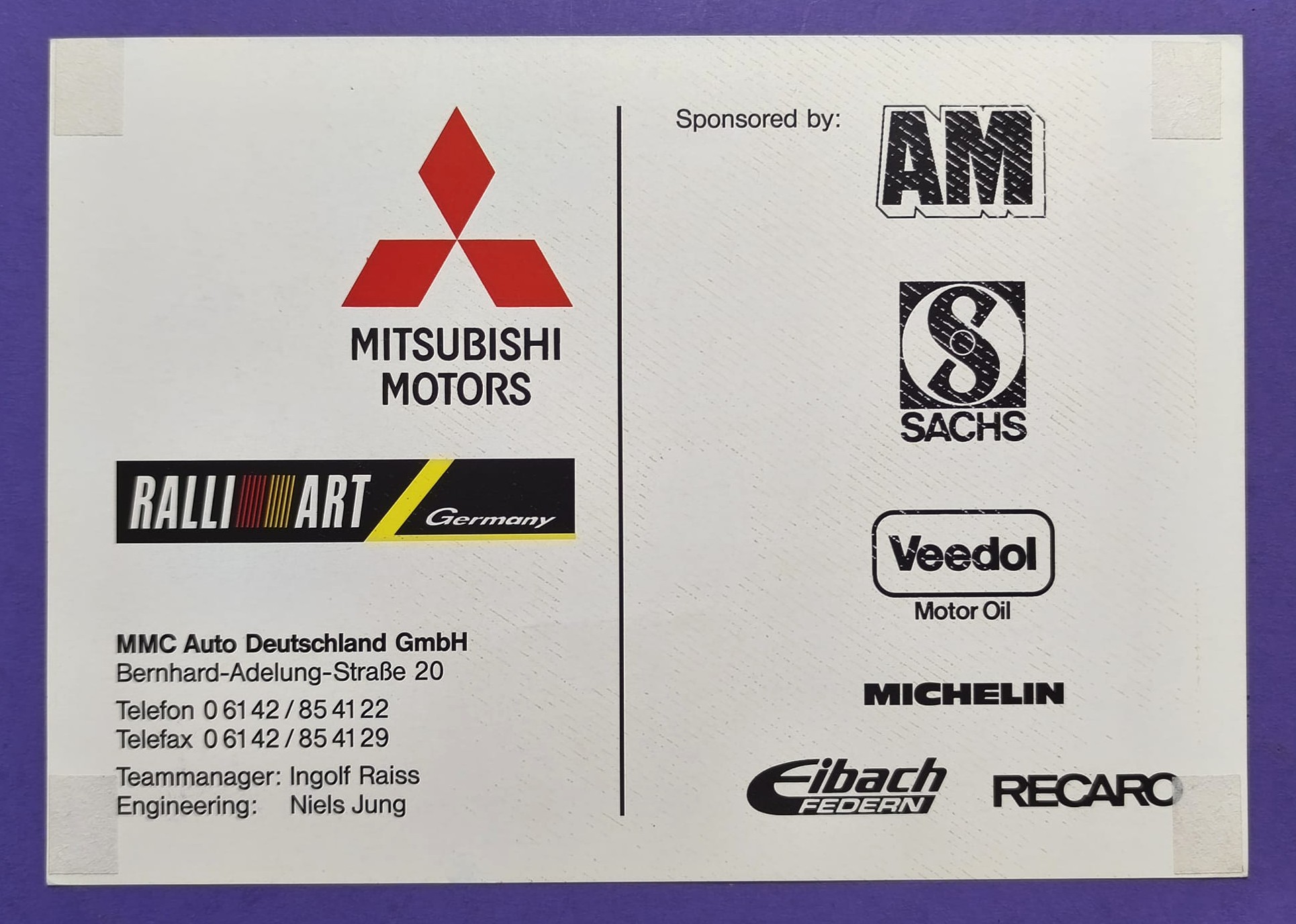 Original Autogramm, Ronald Holzer, Mitsubishi Galant, Rallye, alte Karte 15x21cm