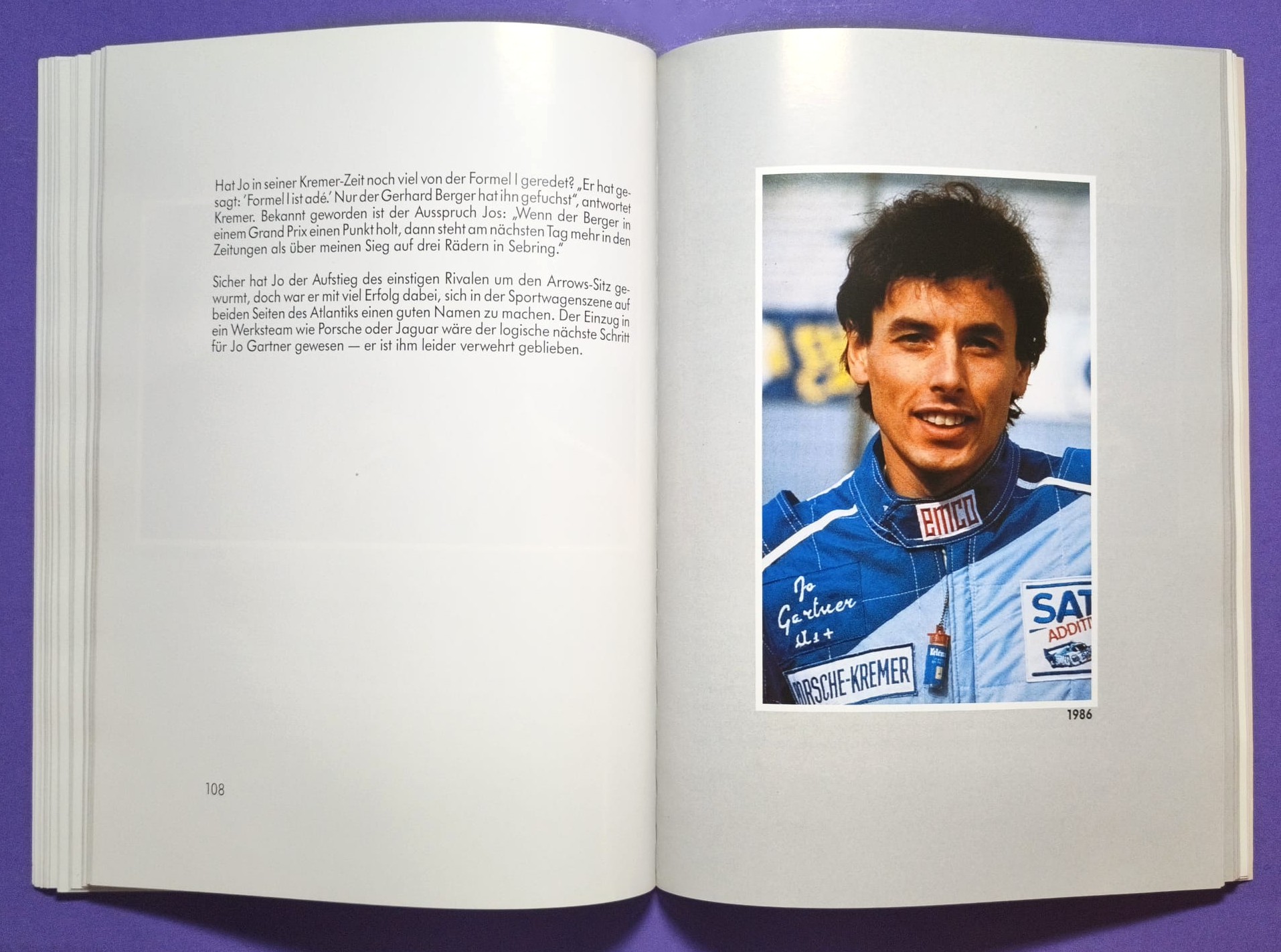 RARITÄT! altes seltenes Buch, Jo Gartner - Ein Leben fürs Rennfahren, Formel 1 Osella, Formel 2, 24h LeMans, USA, BMW M1, Porsche,..