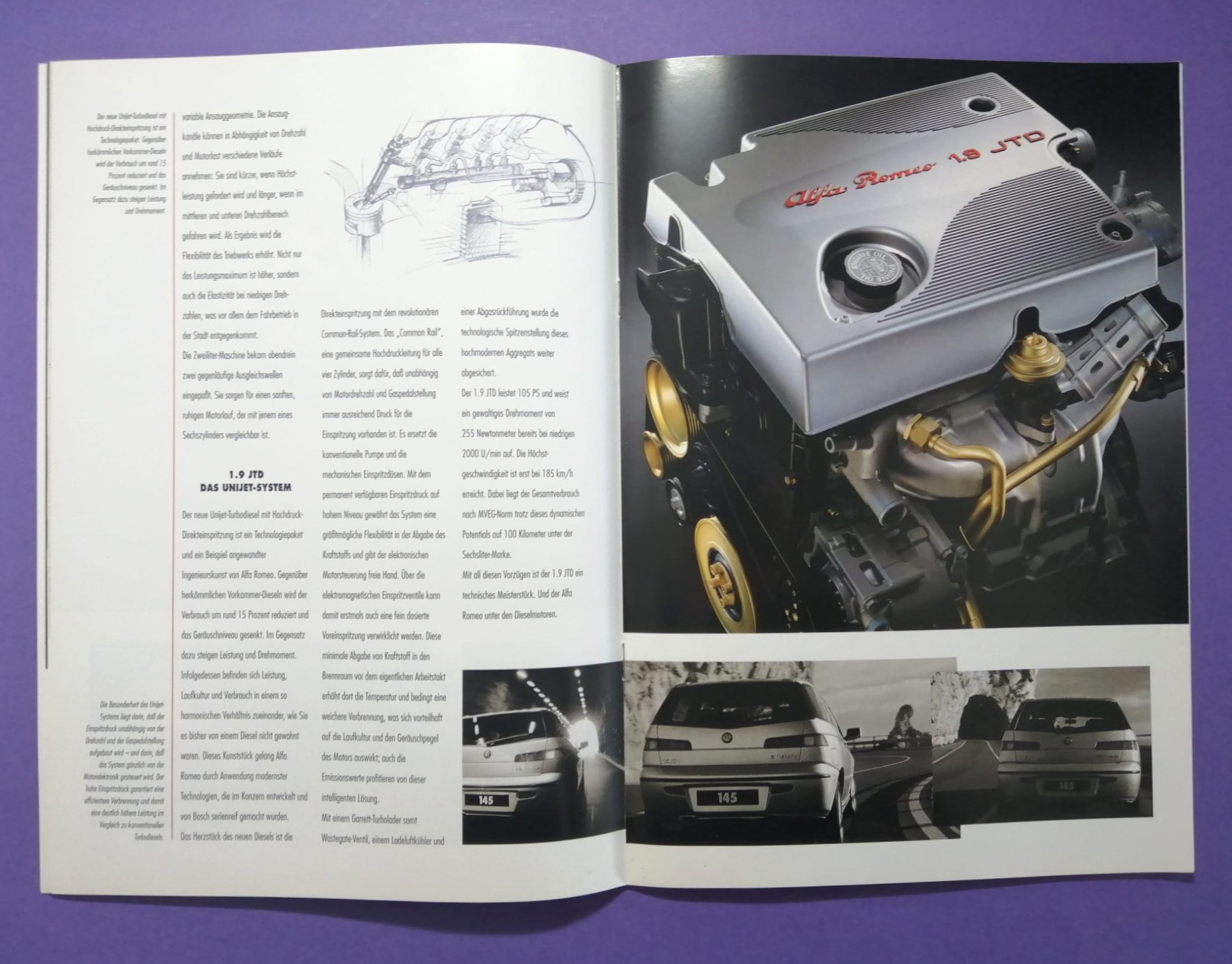 altes Original Autoprospekt, Alfa-Romeo 145, Quadrifoglio,... aus dem Jahr 1999