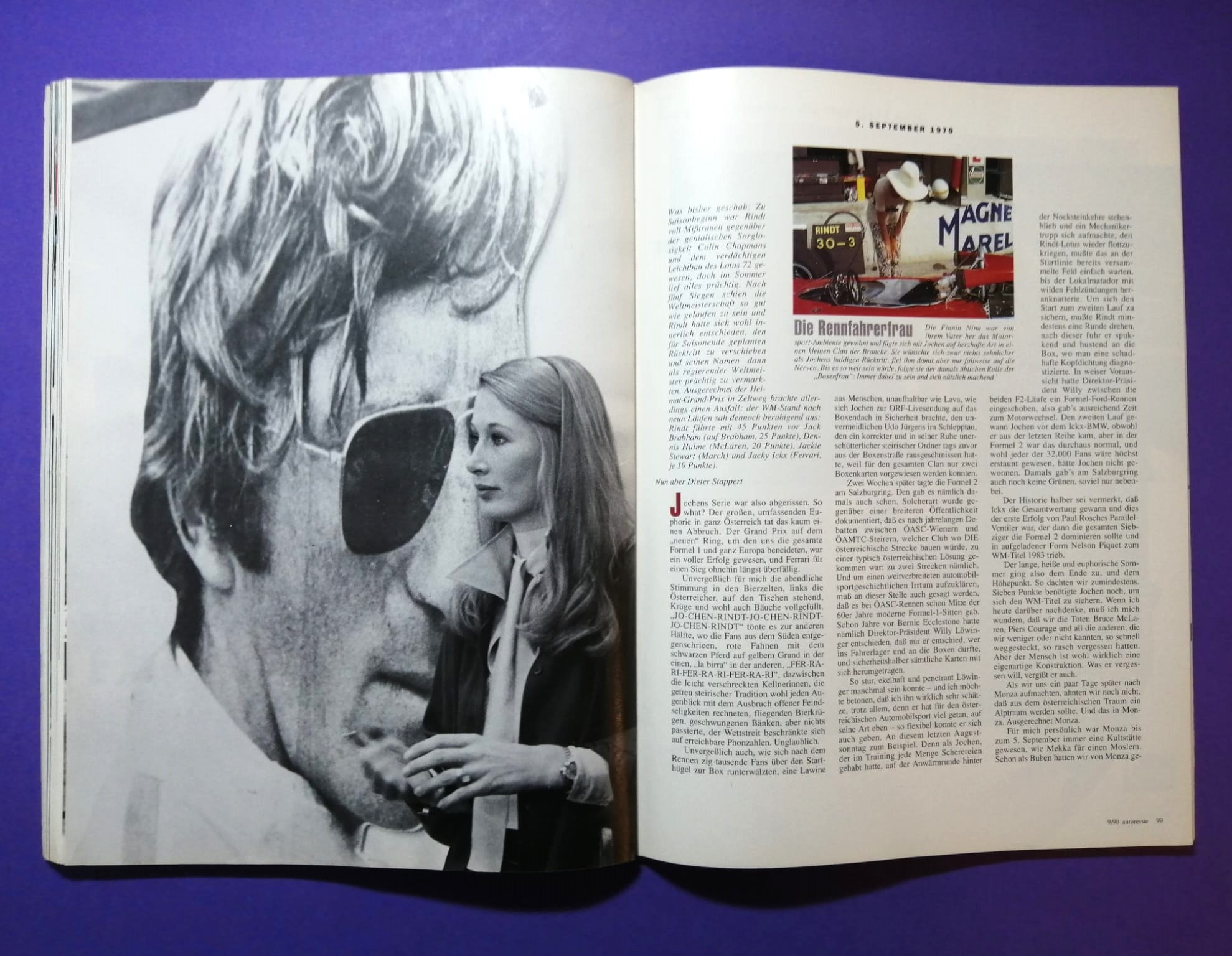 alte Zeitschrift Magazin Heft Auto Revue, 09/1990, Sonderbericht Die fünf Monate des Jochen Rindt (15 Seiten), Gold Leaf Lotus72, Formel 1 Grand Prix 1970
