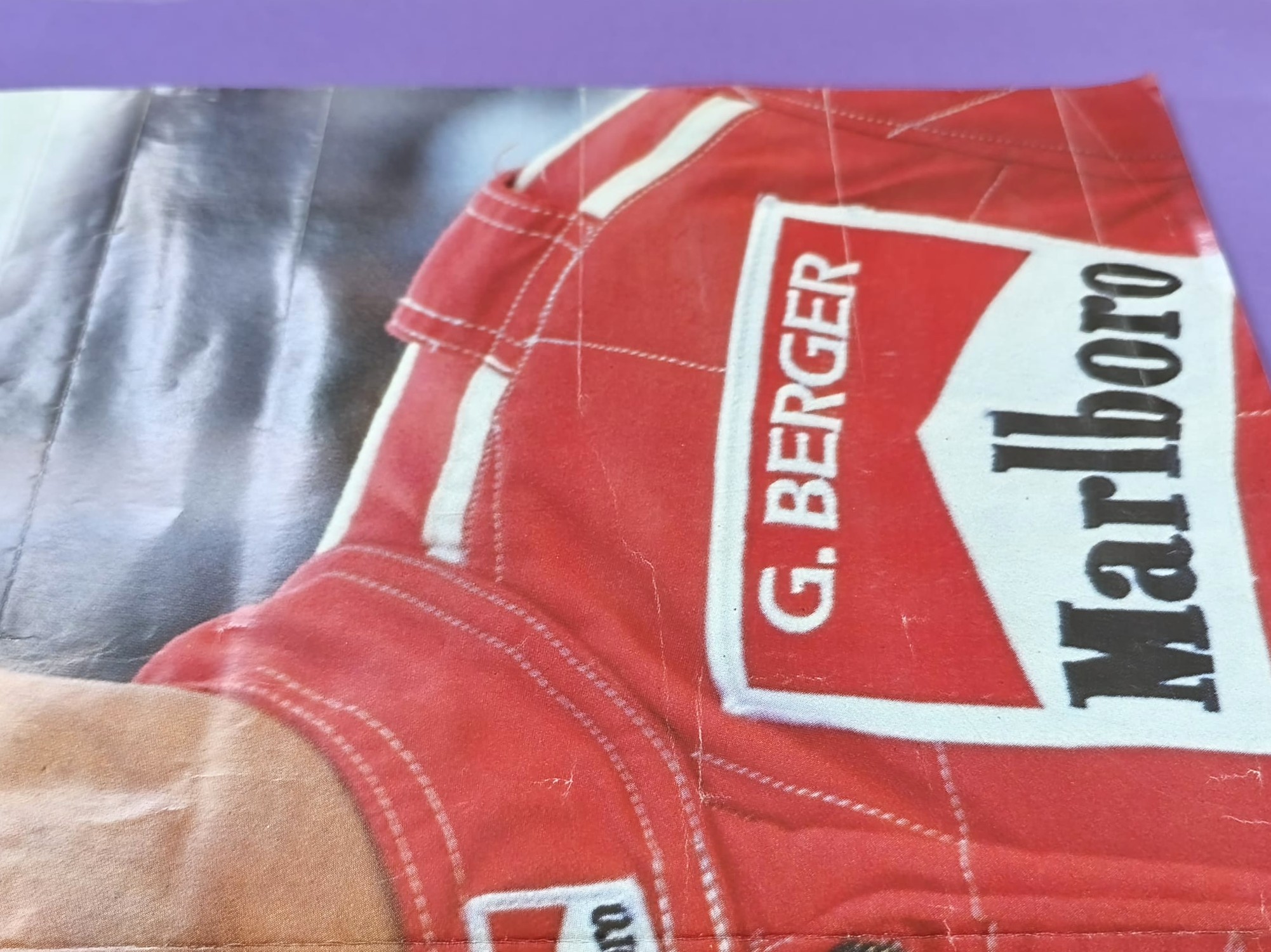 altes Poster Gerhard Berger, Ferrari, Formel 1 Grand Prix 80er Jahre, 42x50cm