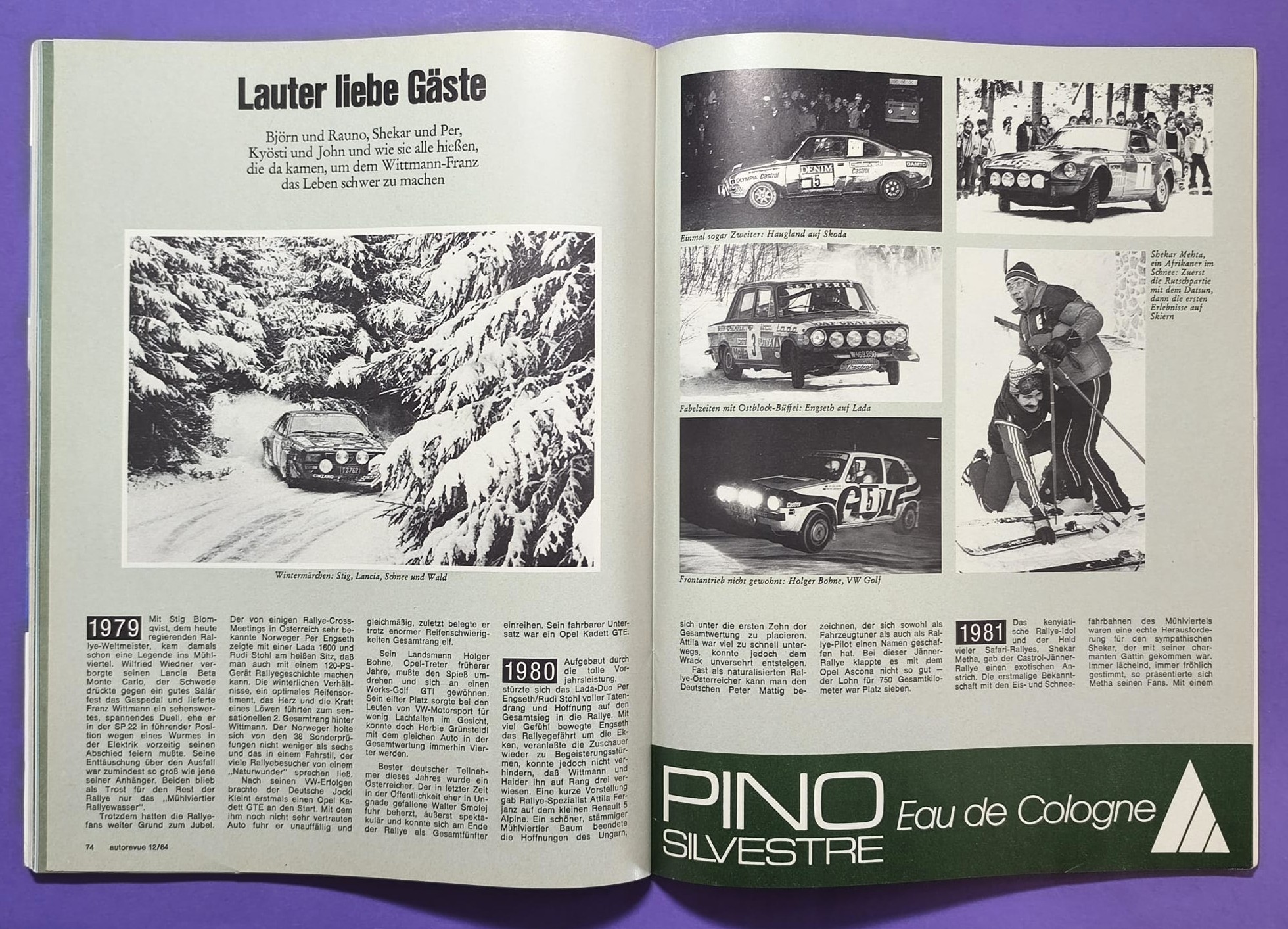 alte Auto Revue Zeitschrift Magazin, Heft, 12/1984, 16 Seiten Sonderteil Jänner Rallye Freistadt, Audi Quattro, Franz Wittmann, Testberichte Saab 900 Turbo 16, VW Scirocco GTX