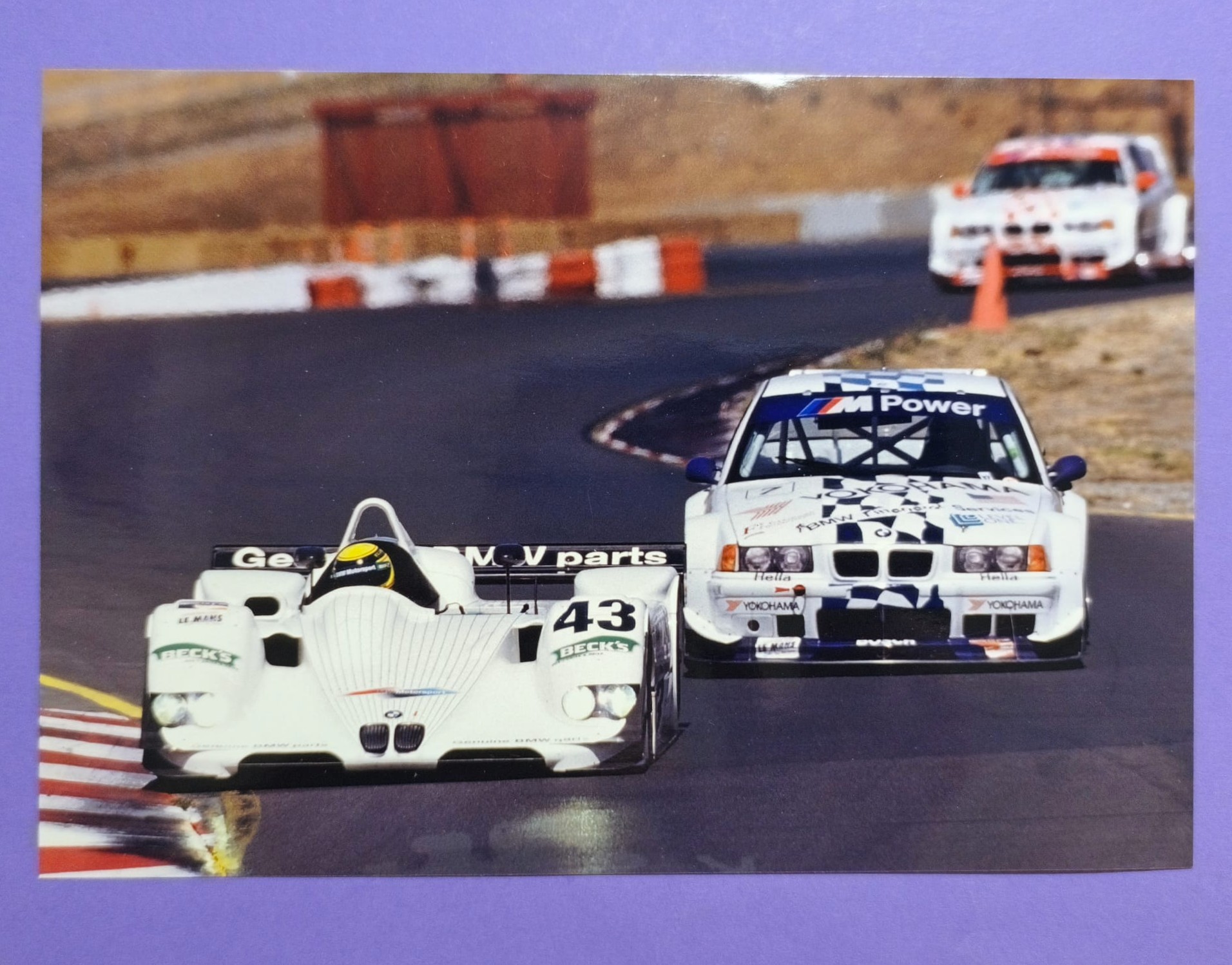 altes Presse Werksfoto, BMW V12 LMR, M3 E36, American LeMans Series 1999, Joachim Winkelhock, 15x22cm