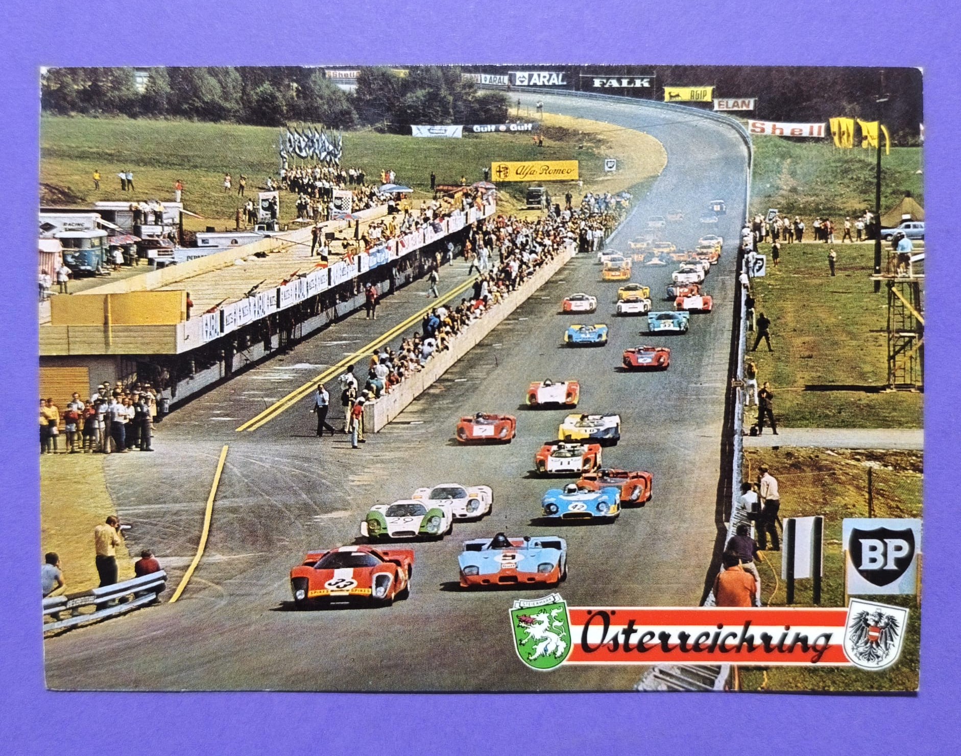 RARITÄT! alte Postkarte, 1000km Marken Weltmeisterschaft, Österreichring Zeltweg 1969, Porsche 917,.. 10x15cm