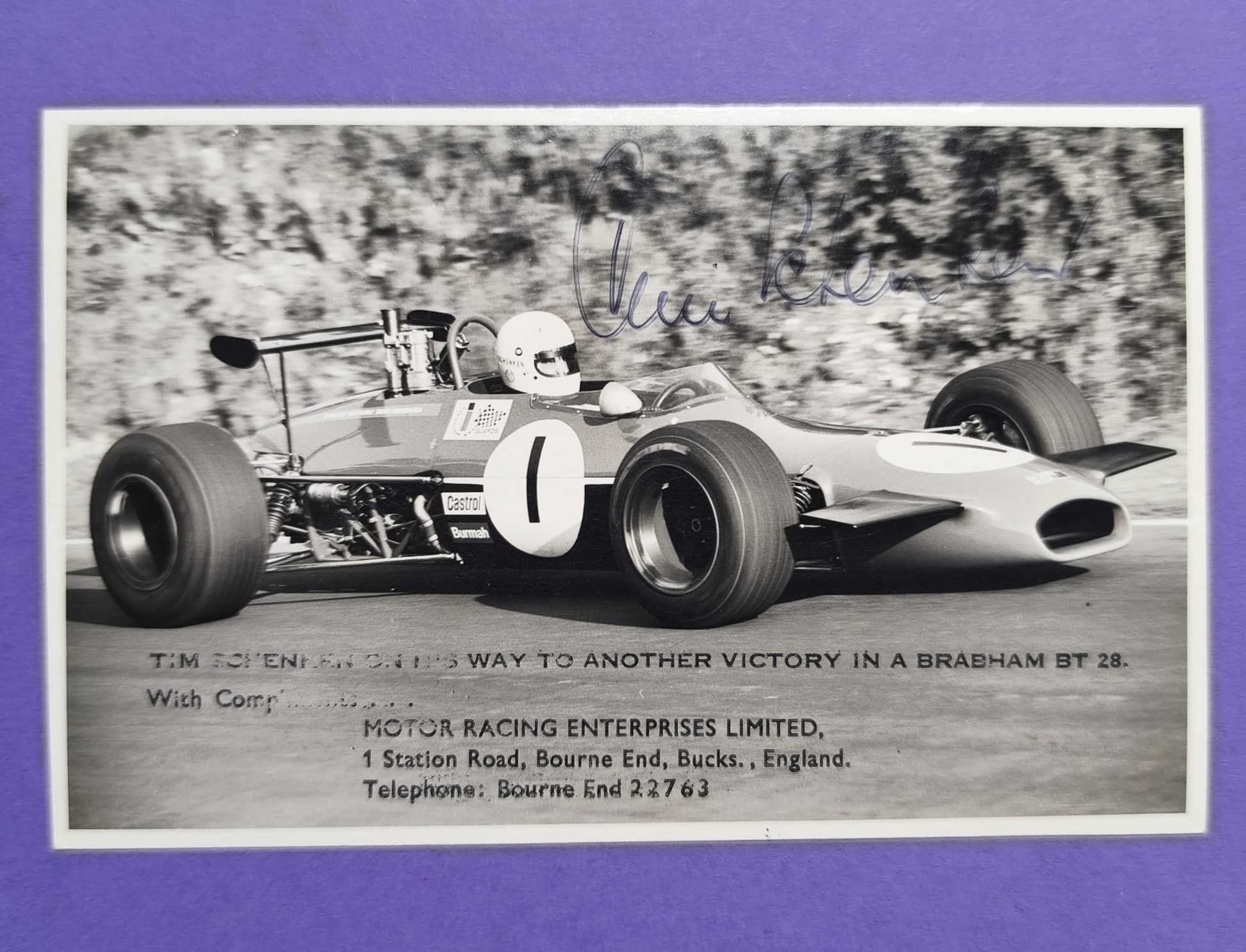 Original Autogramm, Tim Schenken, Formel 3, 60er Jahre, alte Karte 9x14cm