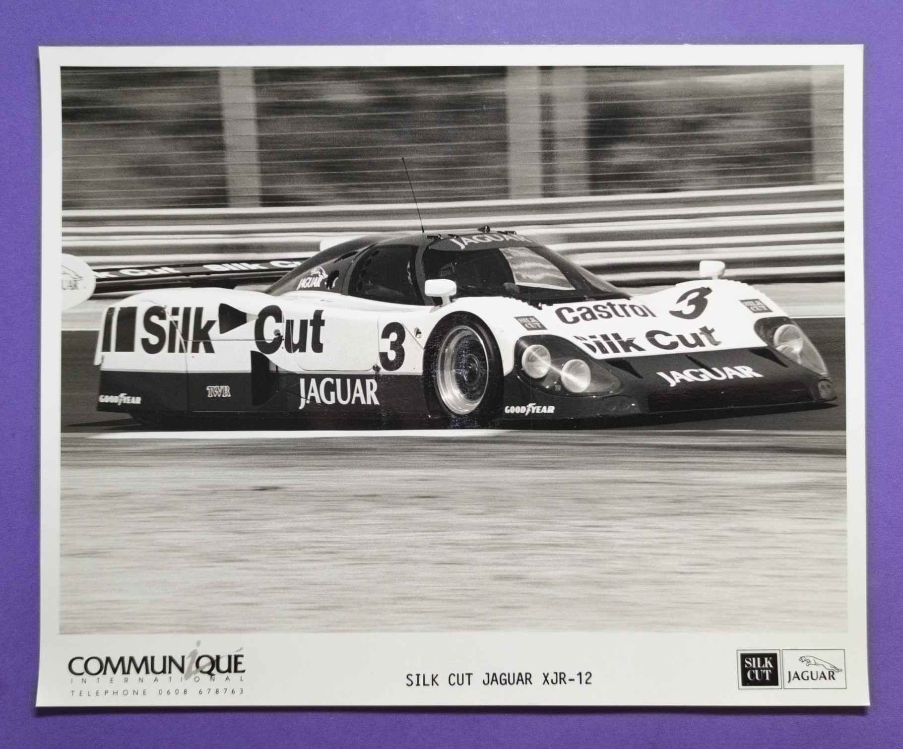 altes Presse Werksfoto 20x25cm, Silk Cut Jaguar XJR-12 Gruppe C, Tom Walkinshaw Racing, Sieger 24h LeMans 1990