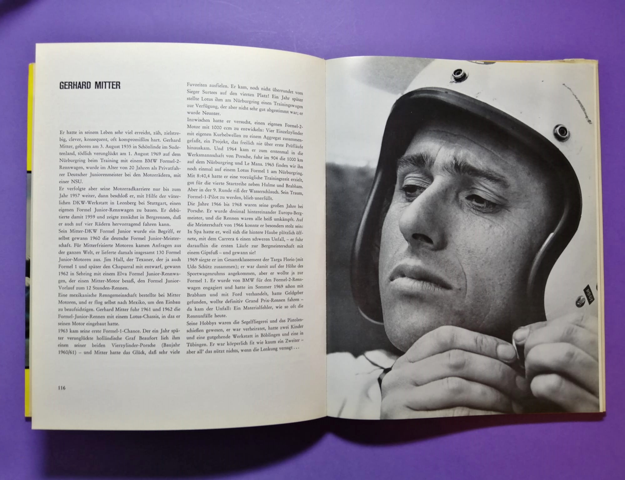 altes Buch, Rennfahrer, Formel 1 Grand Prix, Jochen Rindt, Bonnier, Chiron, Clark, Cevert, Chapman, Piper, Peterson, Siffert, Trips,..