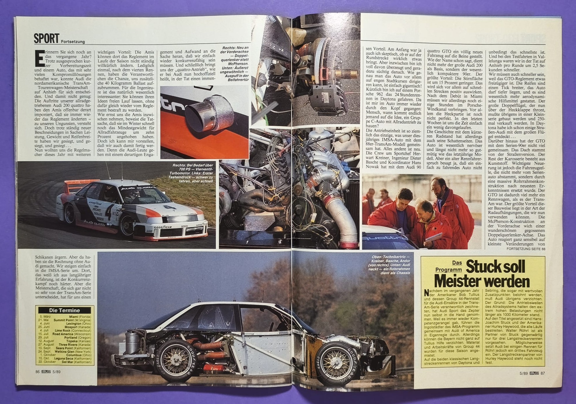 alte Zeitschrift Magazin Heft, Rallye Racing, 1. März 1989, Test Alpina B10 (BMW 3er E30), Audi 90 Quattro GTO, Zakspeed Formel 1, Opel Kadett E GSI, Rallye Nachwuchs Fahrerinnen