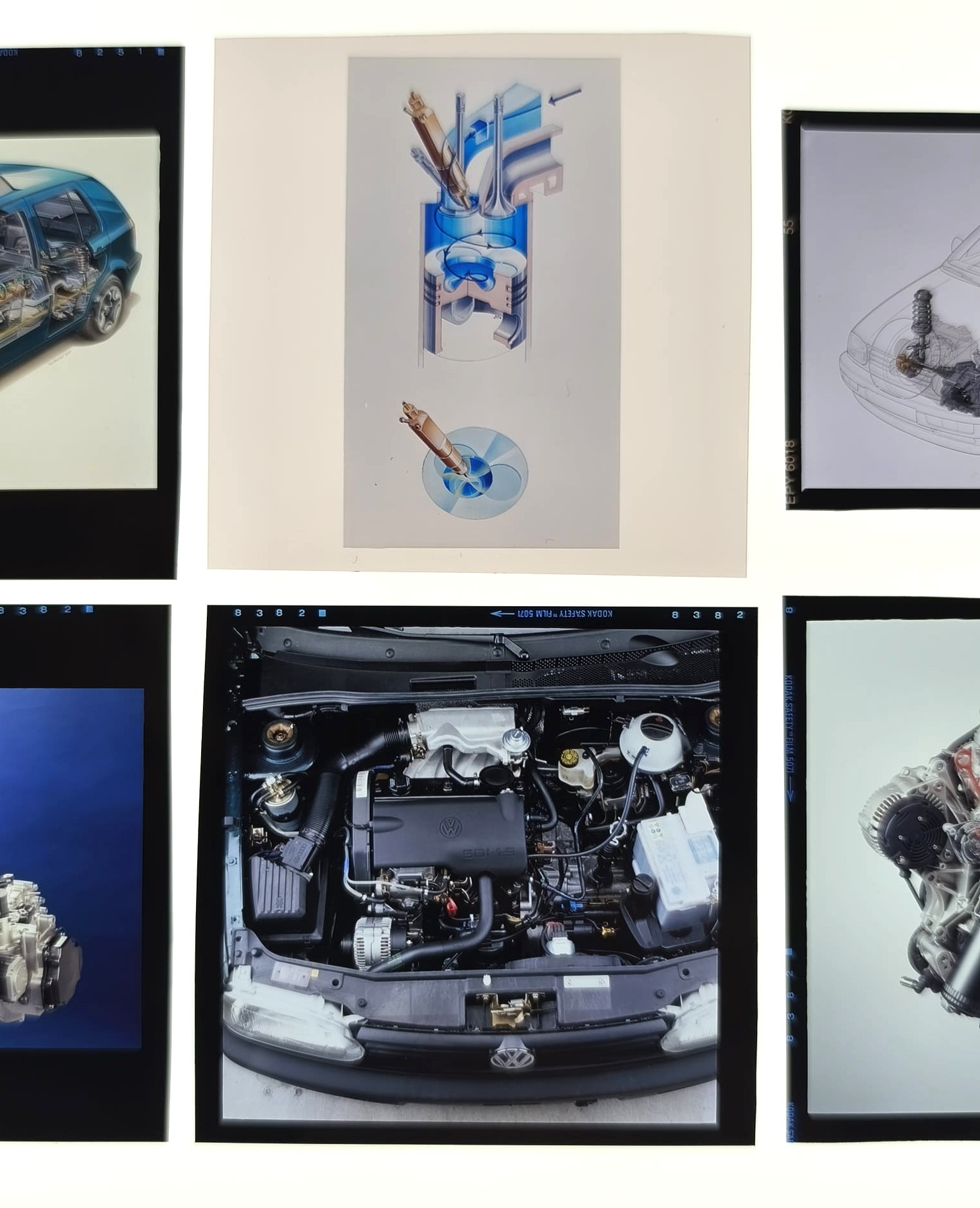 6 Stück alte Presse Werks Foto Negative, VW Golf 3 SDi, TDi, Syncro, 5-türig