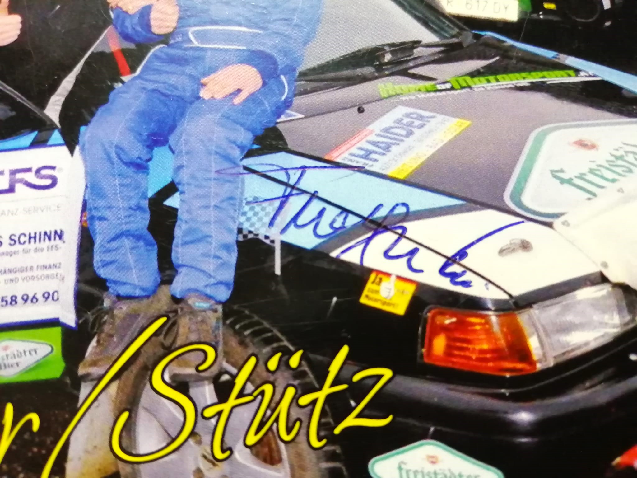 2 Original Autogramme, Gerhard Fragner, Stefanie Stütz, Mazda 323 BG Turbo 4WD, Rallye Österreich, Karte 11x15cm