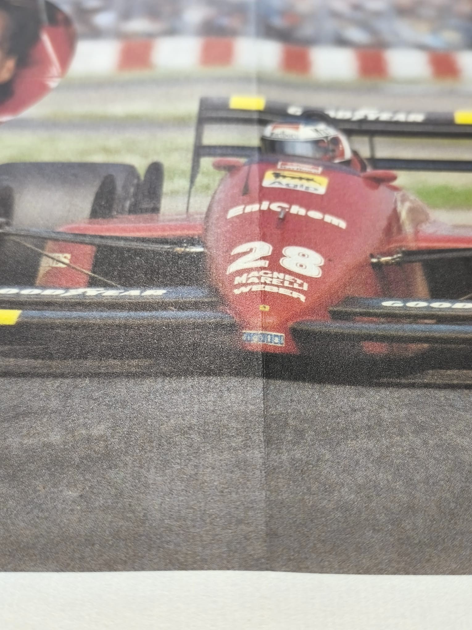 altes Poster Gerhard Berger, Ferrari, Formel 1 Grand Prix San Marino Imola 1987, 88, 29x40cm