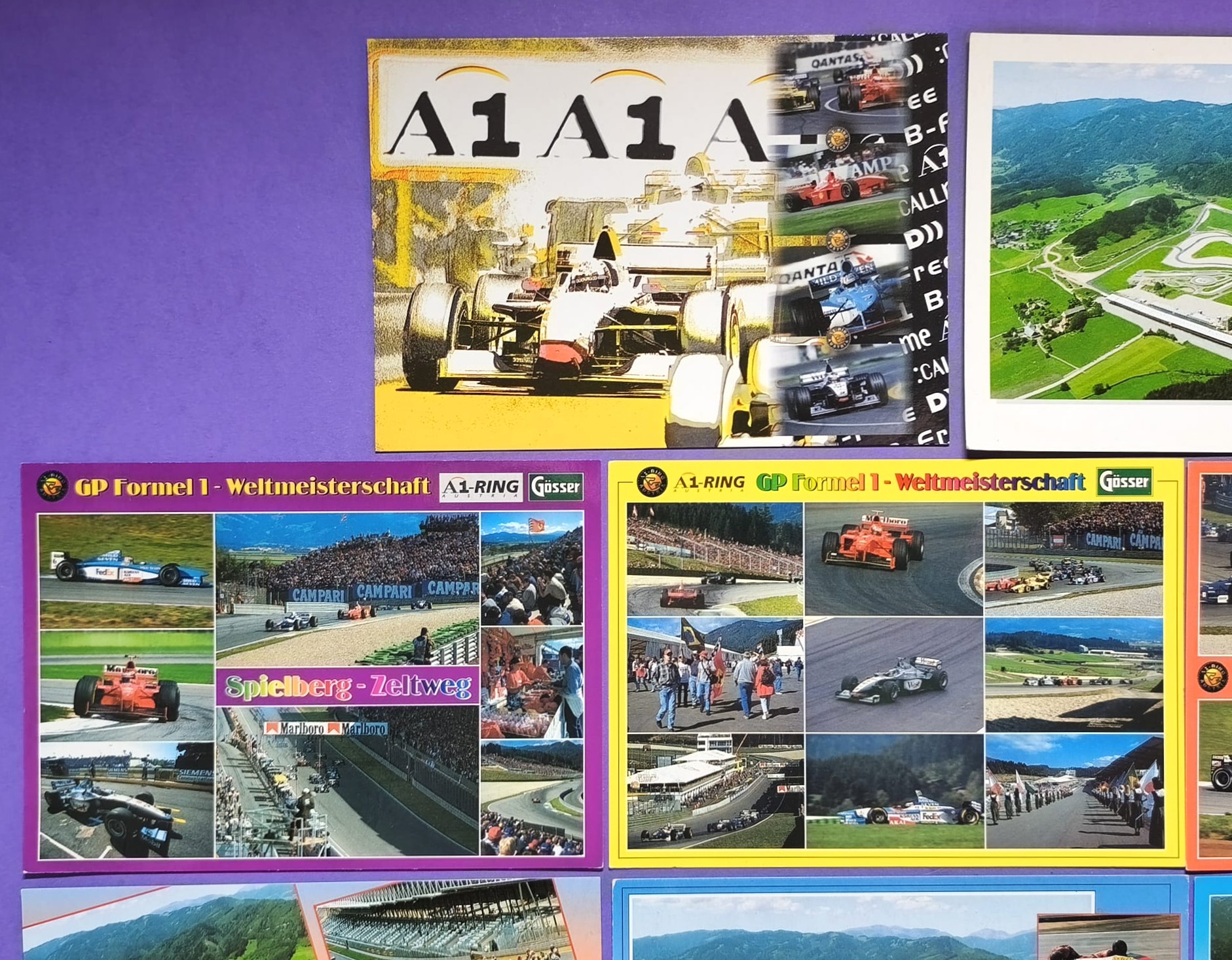 12 Stück alte Postkarten A1-Ring Austria, Spielberg, Formel 1 Grand Prix, Tourenwagen, Motorrad 90er Jahre, 10x15cm