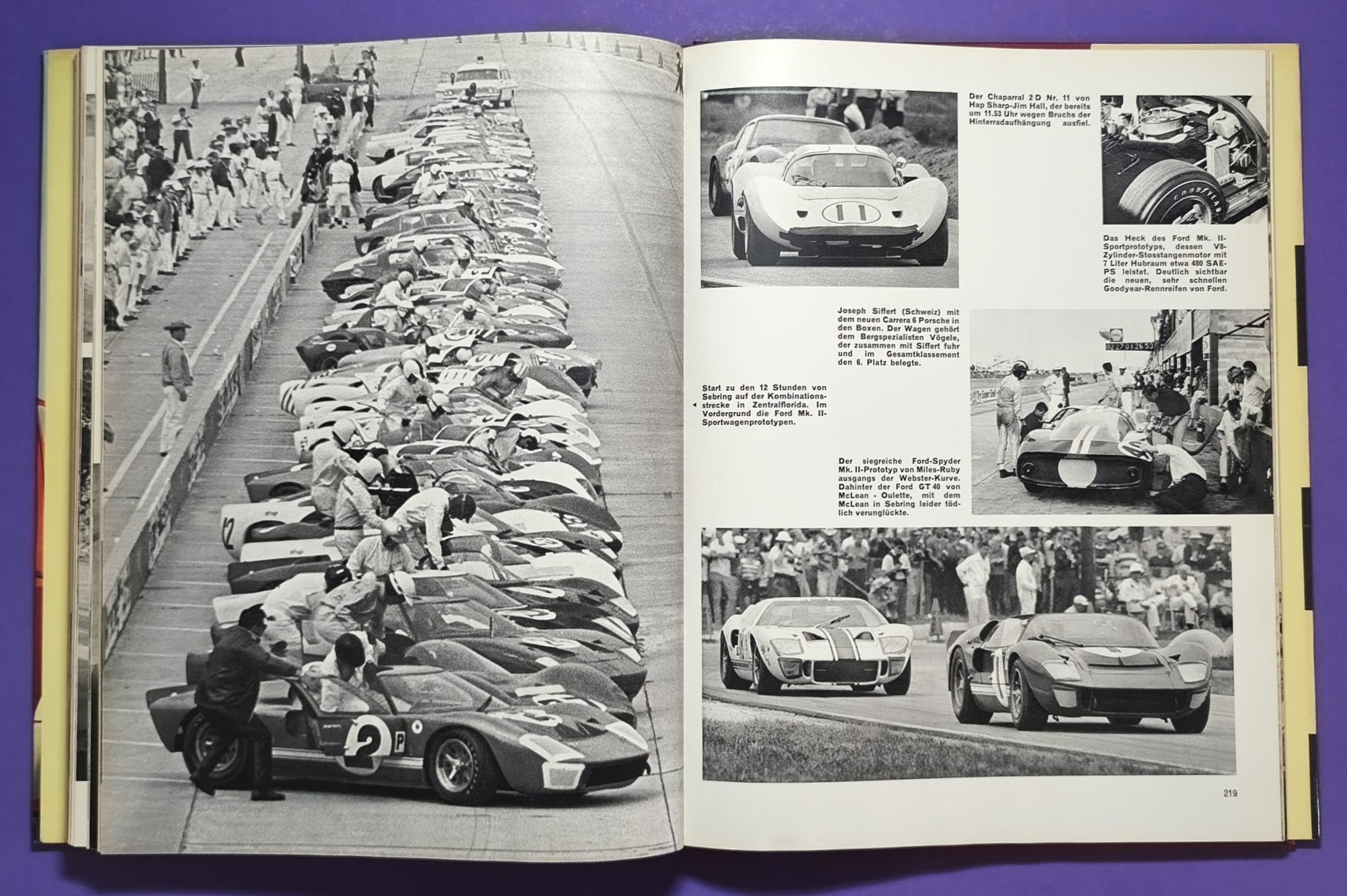 altes Buch, Auto Jahr 1966-1967, Nr. 14, Ferrari, Ford GT40, Porsche, Lamborghini Miura,.. Formel 1, LeMans, Rallye, Mille Miglia,.. Jochen Rindt, Brabham, Clark, Hill,.. 