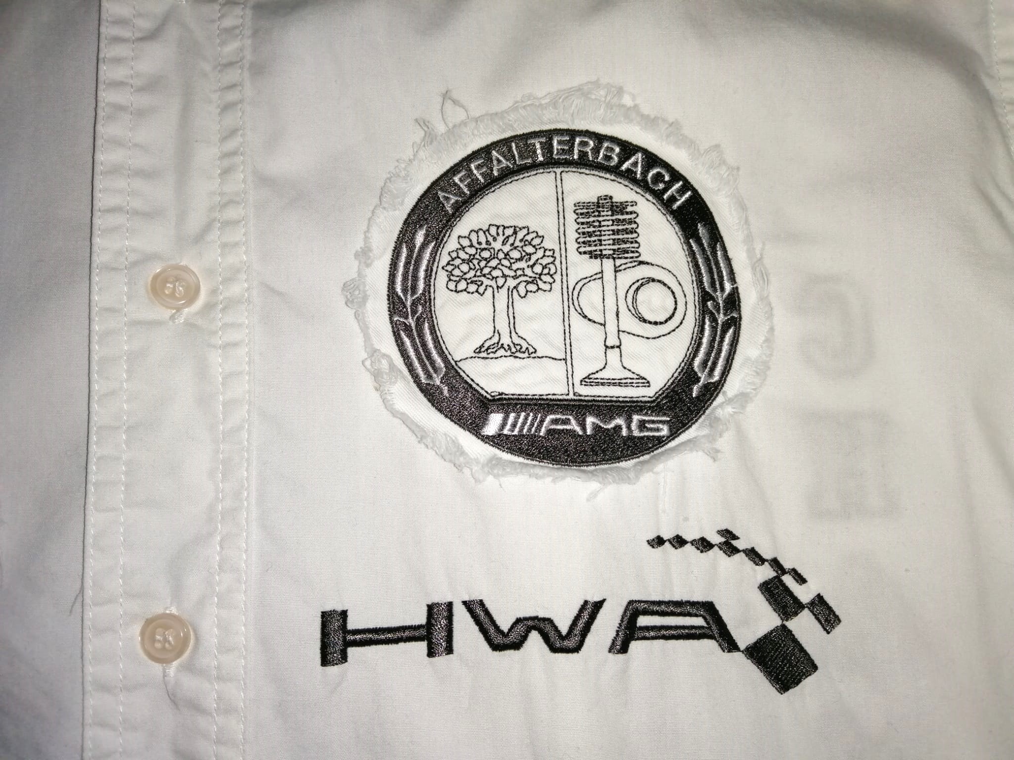 Original DTM Teamhemd, HWA Mercedes Benz AMG, Farbe: weiß, Langarm 