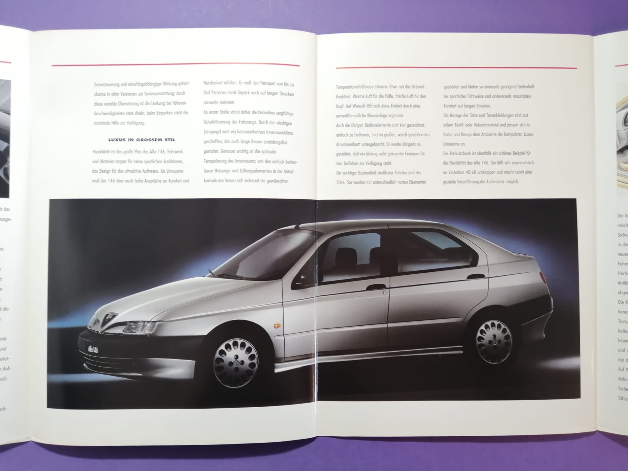 altes Original Autoprospekt, Alfa-Romeo 146, TI,... aus dem Jahr 1998, 4 teilig