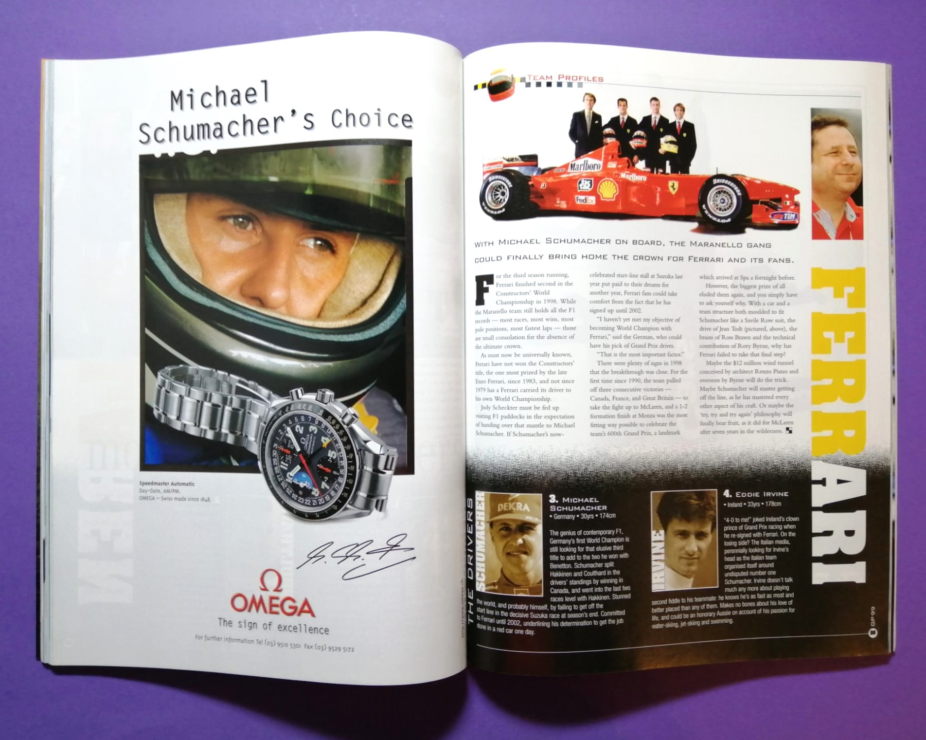 Offizielles Rennprogramm, Formel 1 Grand Prix Australien Melbourne 1999, Prost GP, Schumacher Ferrari,.. 