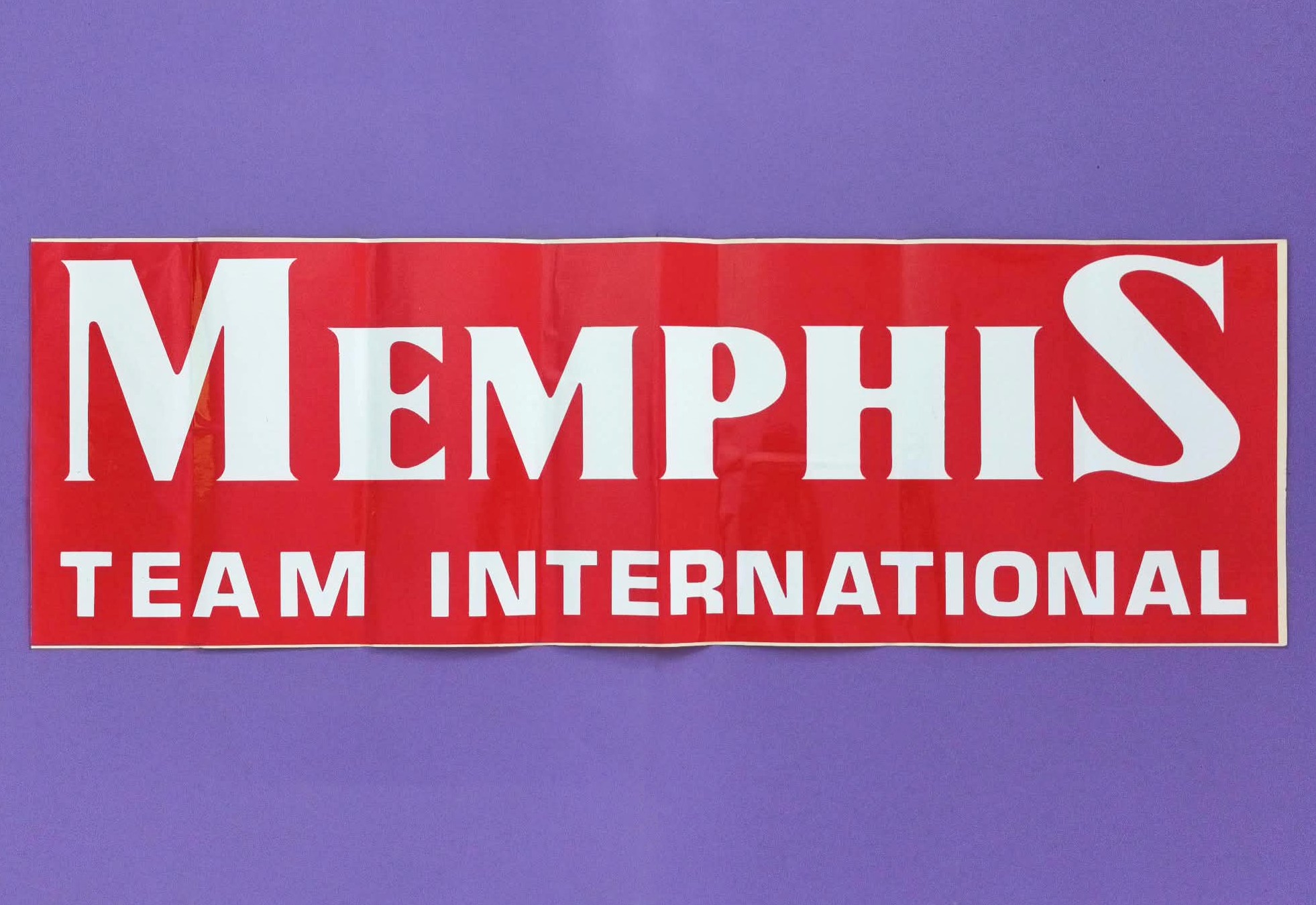 RARITÄT! alter großer Original MEMPHIS Team International Aufkleber Sticker, Motorsport Sponsor in den 70er Jahre, Franz Wurz, Lancia Stratos, VW Käfer, Dieter Quester, Tourenwagen,.. 22 x 67 cm