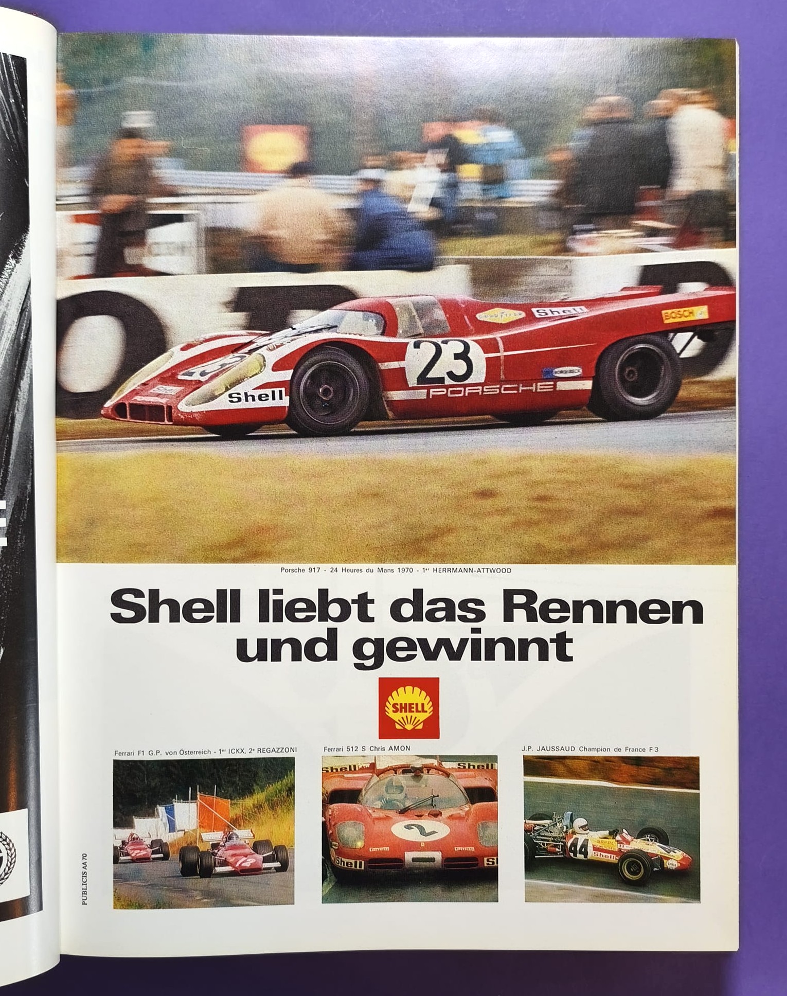 altes Buch, Auto Jahr 1970-1971, Nr. 18, Jochen Rindt Formel 1 Grand Prix Weltmeister, Lotus72, LeMans, CanAm, Indy Car,.. Stewert, Cevert, Ickx, Brabham,.. Ferrari, Porsche 917, Matra,.. Citroen SM, Straßenautos,..