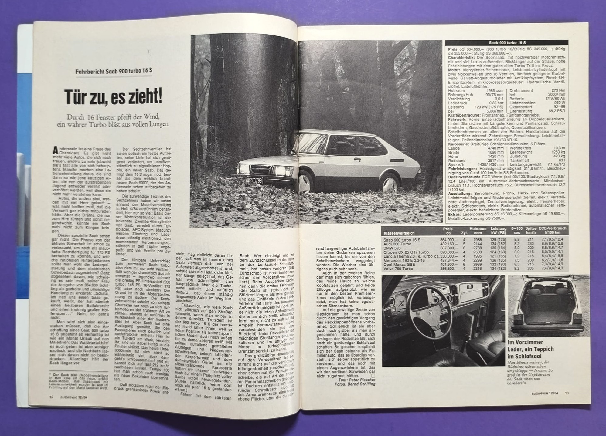 alte Auto Revue Zeitschrift Magazin, Heft, 12/1984, 16 Seiten Sonderteil Jänner Rallye Freistadt, Audi Quattro, Franz Wittmann, Testberichte Saab 900 Turbo 16, VW Scirocco GTX