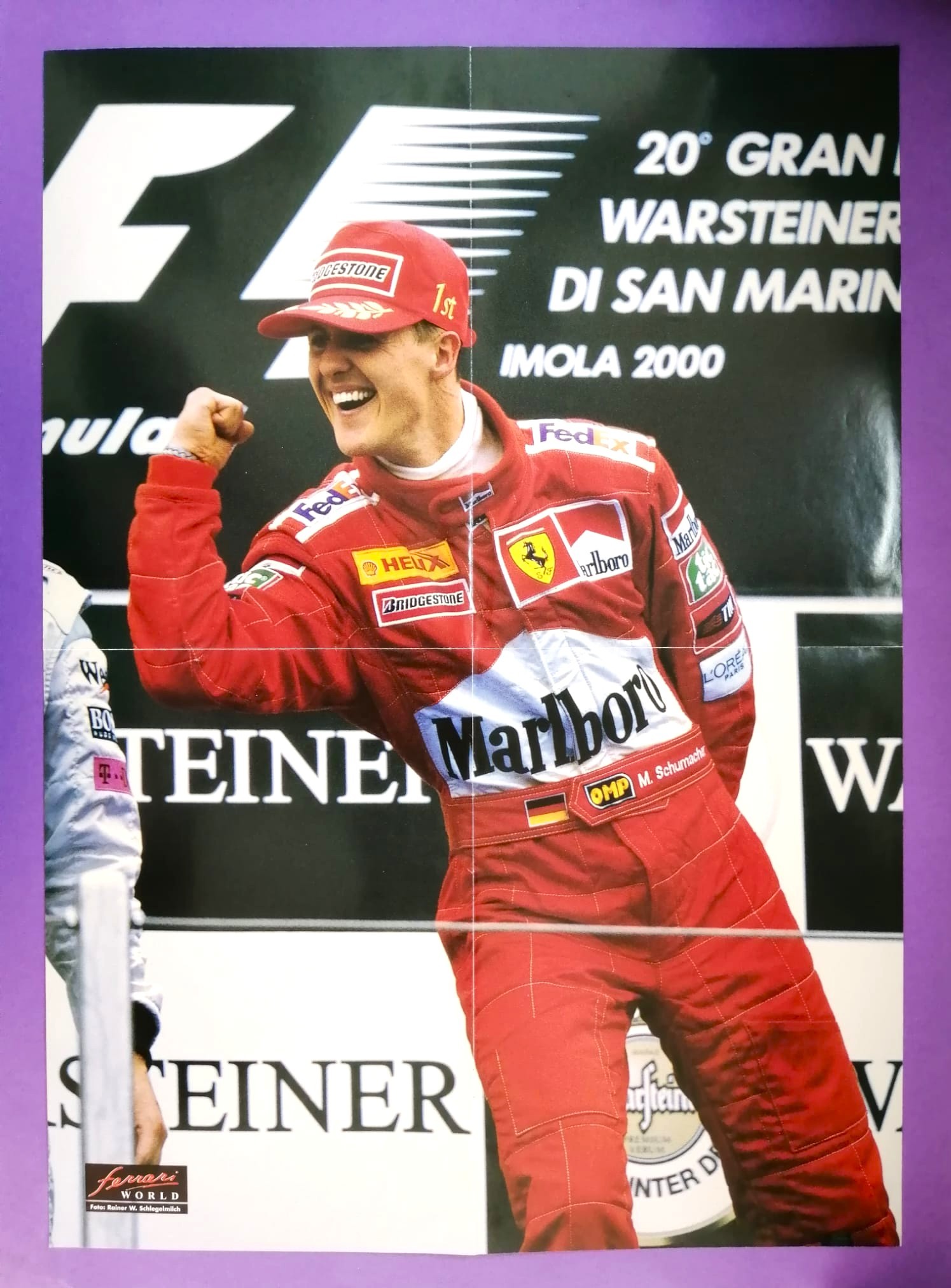 altes Poster Michael Schumacher, Ferrari, Formel 1 Grand Prix San Marino Imola 2000, 42x59cm