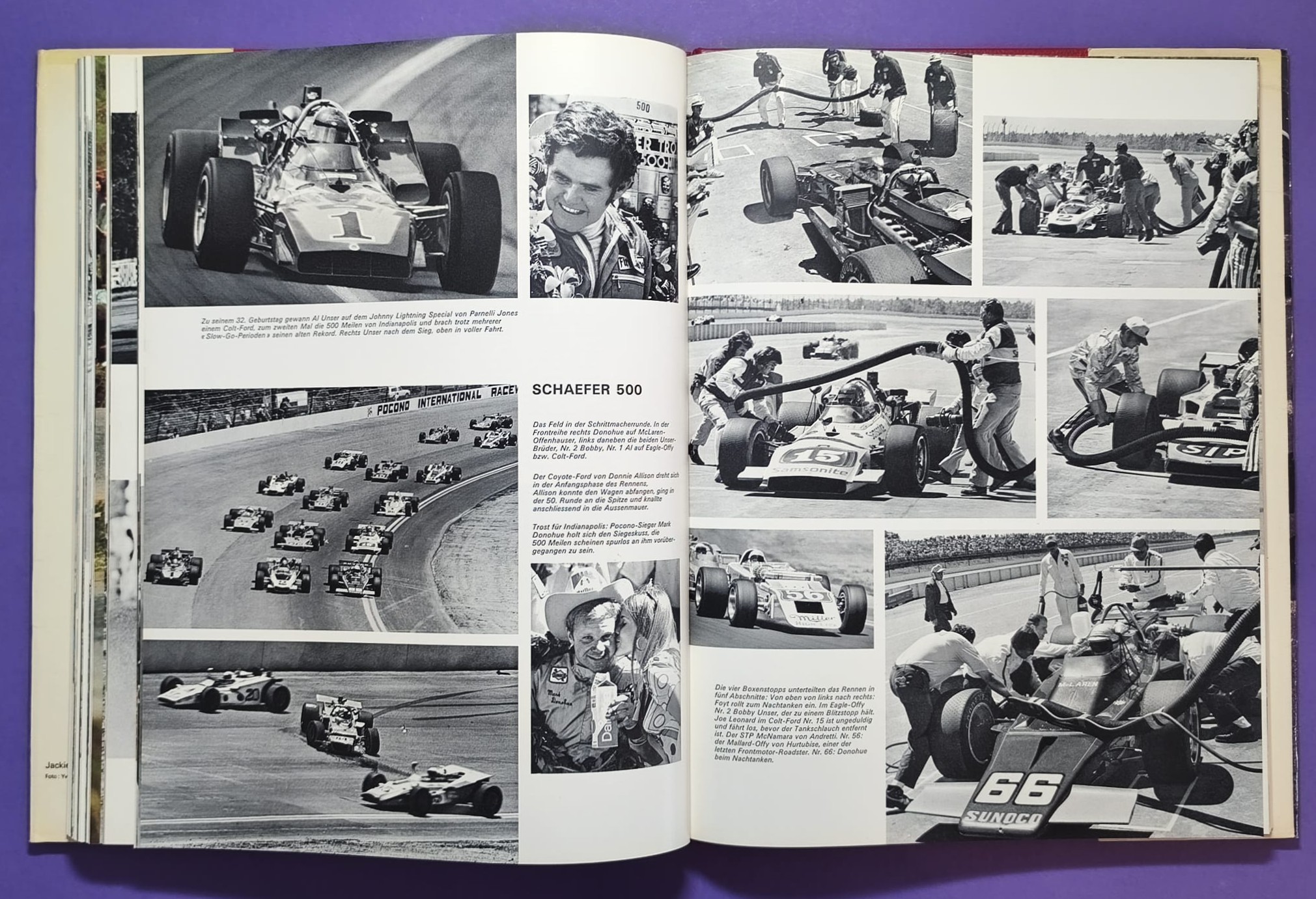 altes Buch, Auto Jahr 1971-1972, Nr. 19, Alfa Sud & Tipo 33, Alpine 110 & 310, BMW, Citroen, Lamborghini Miura, Lotus, Ferrari, Matra, Monteverdi, Porsche 917,.. Formel 1, 2, LeMans, Rallye, Indy Car, CanAm,.. Cevert, Stewart, Siffert, Peterson,..