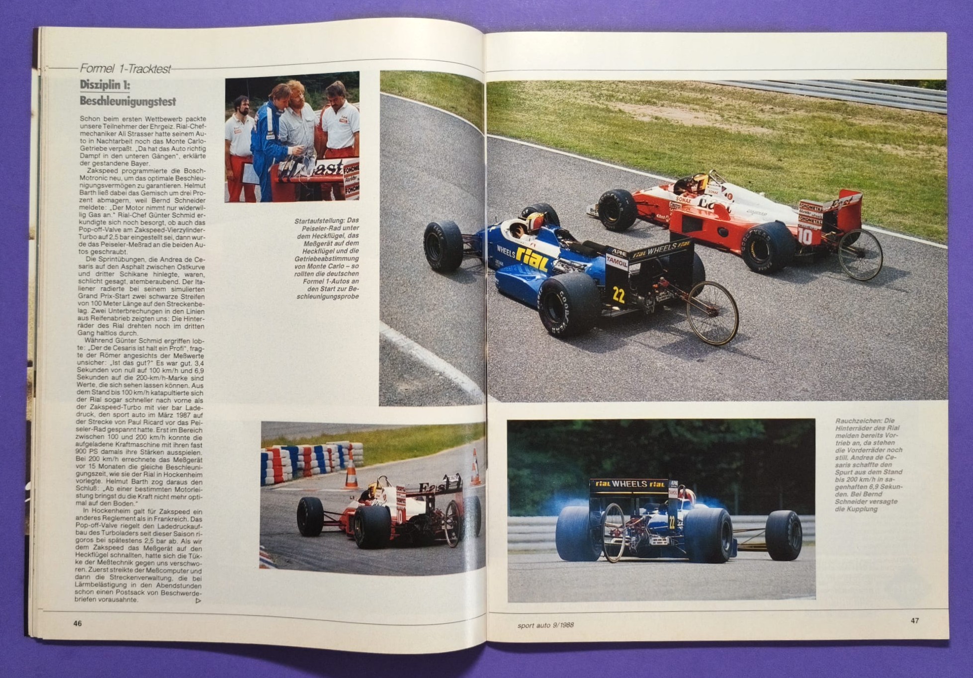 alte Zeitschrift Magazin Heft Sport Auto, 9/1988, West Zakspeed Formel 1 Grand Prix, Test BMW Alpina B6 3.5S E30, Martini Porsche 911, 935/78 Moby Dick, Würth Supercup, Ayrton Senna,..