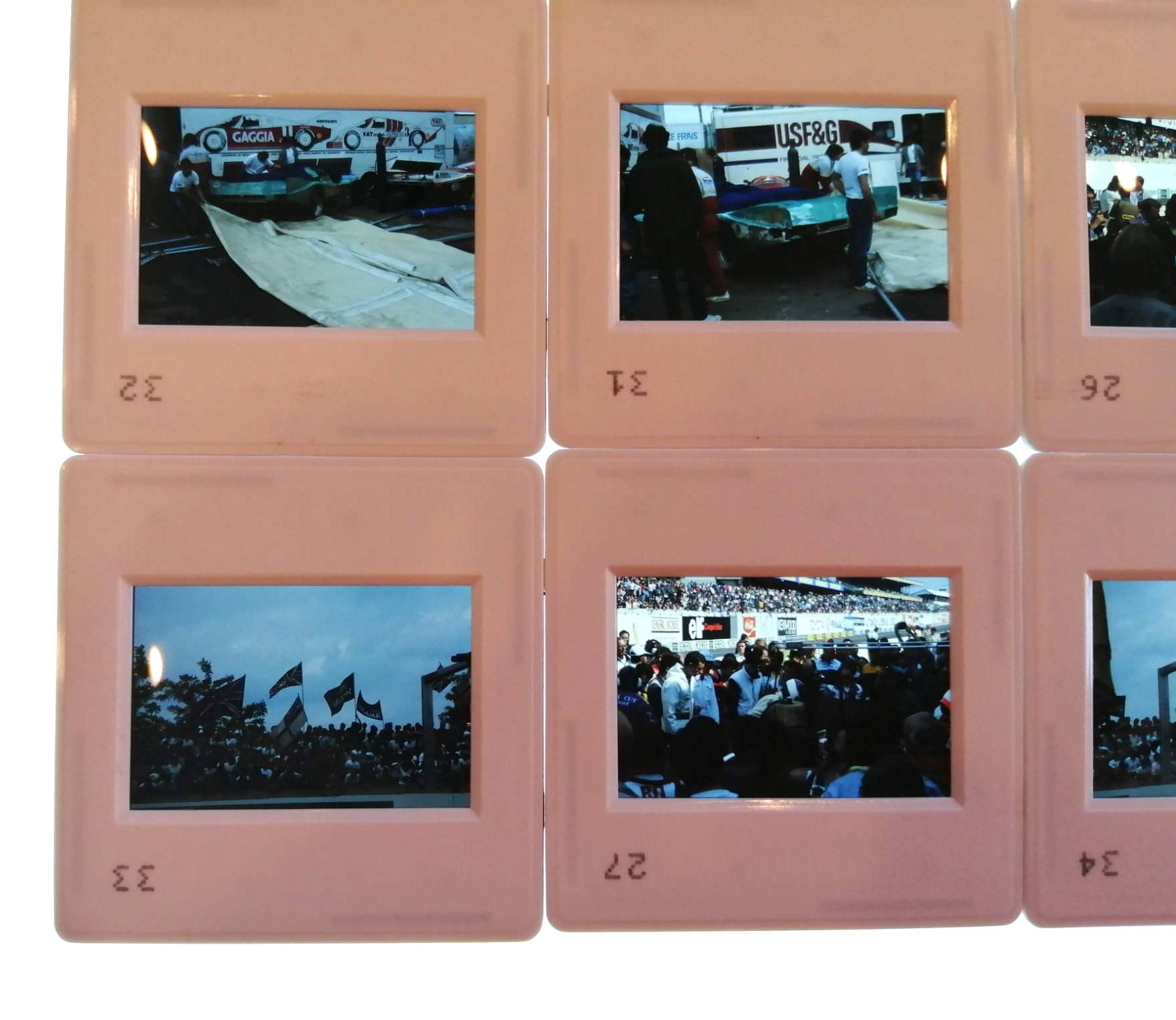 9 Stück alte Presse Foto DIAs, Hans Joachim Stuck, Porsche, 24h LeMans 1987, 5x5cm 