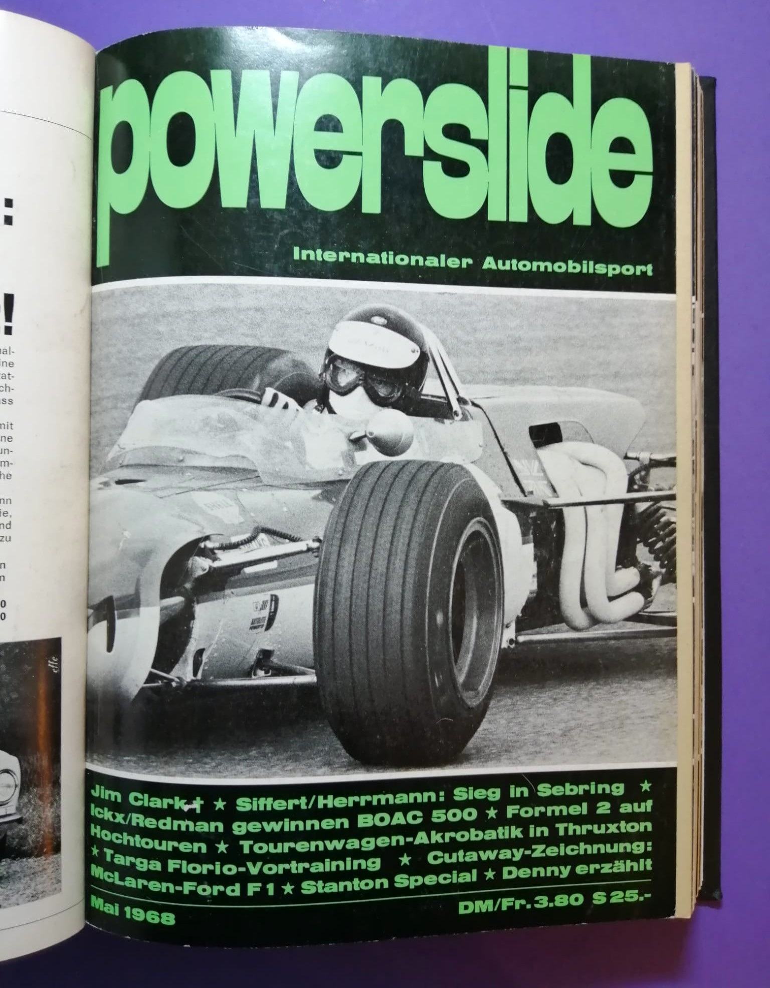 alte Powerslide 1968 Zeitschriften Magazine gebunden als Buch, 12 Hefte, Formel 1, Jochen Rindt, Siffert, Porsche, Motorsport,..