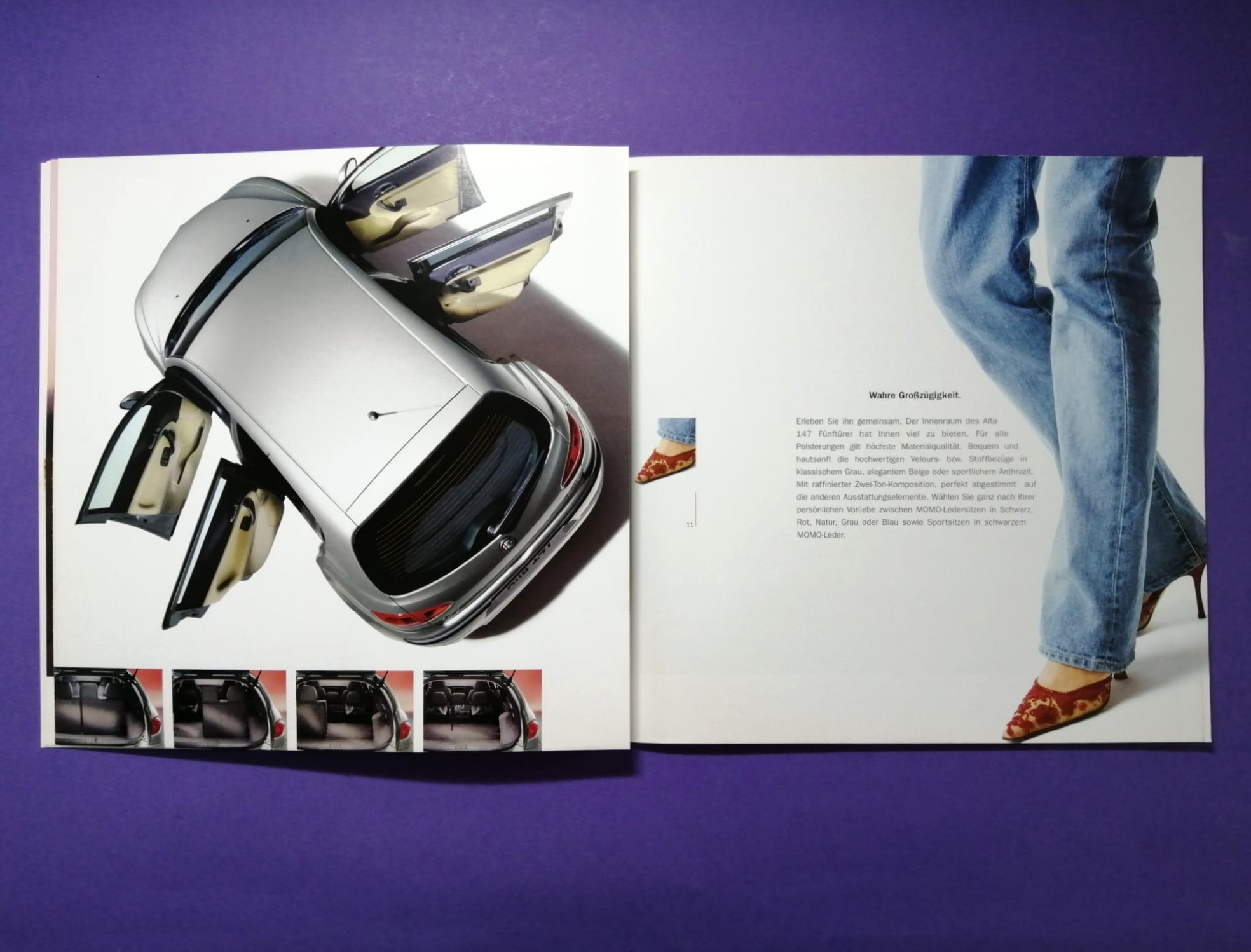 altes Original Autoprospekt, Alfa-Romeo 147 5-türig, aus dem Jahr 2001, 2 teilig 