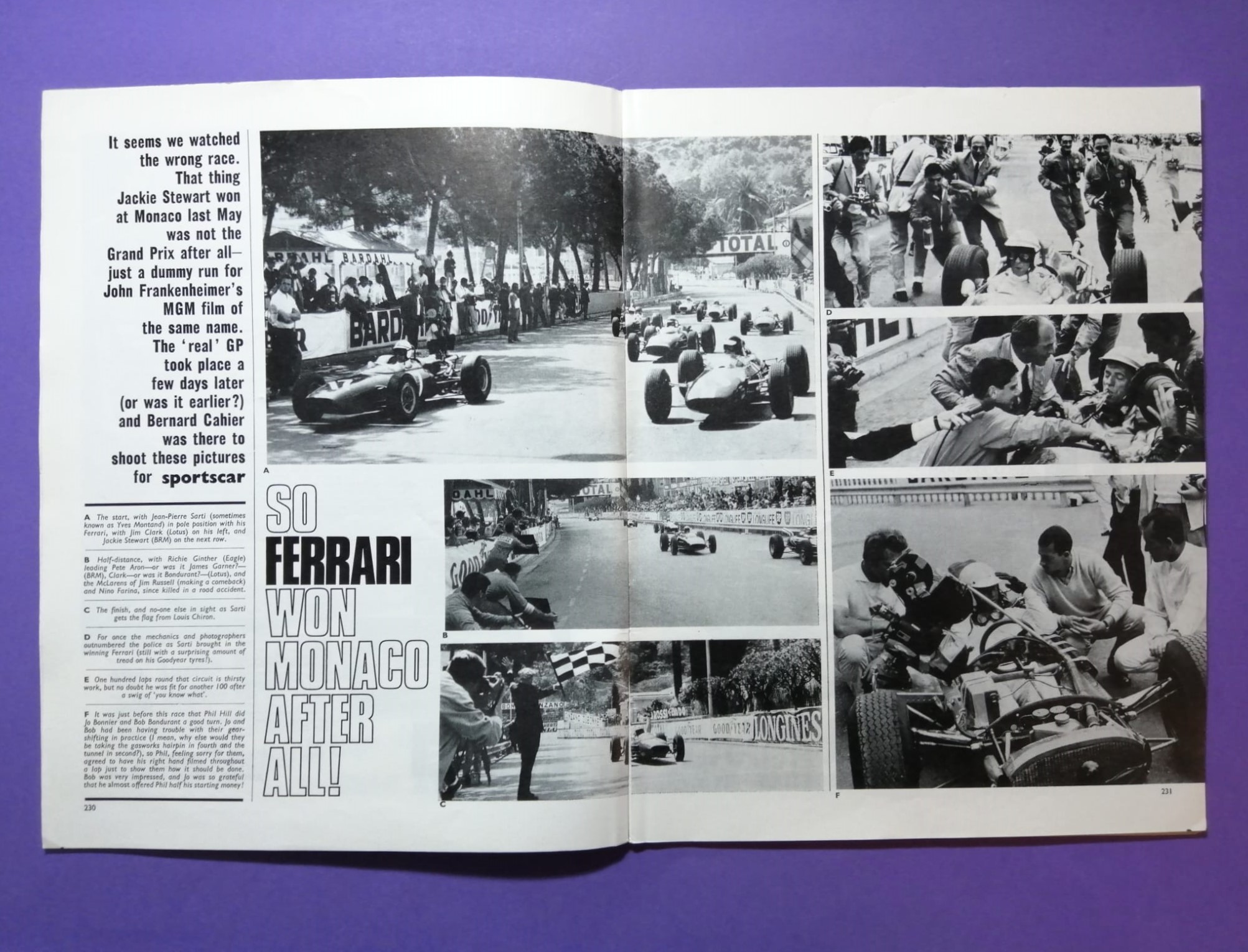 RARITÄT! alte Zeitschrift Magazin Heft, Sportscar, 08/1966, Formel 1 Monaco, Jochen Rindt, Roger Nathan, Mittelposter Jack Brabham,.. Englisch!
