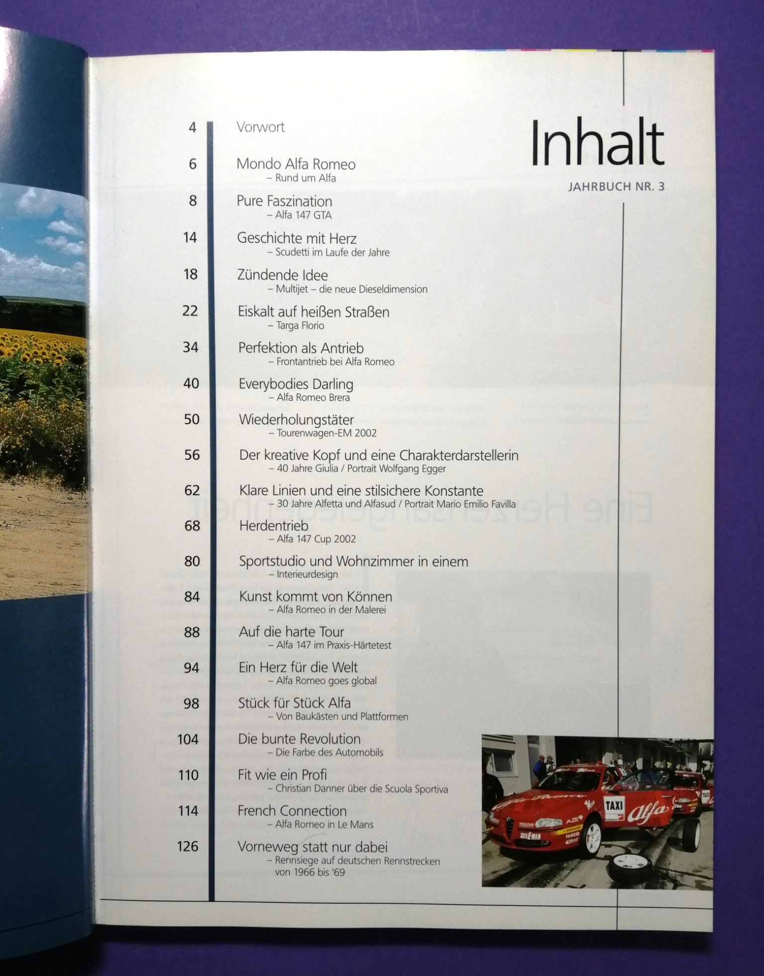 altes Alfa-Romeo Jahrbuch Magazin, Nr.3, Jahr 2002, Alfa 147 GTA & Cup, 156 GTA, Brera, 24h LeMans, Tourenwagen WM, Oldtimer...