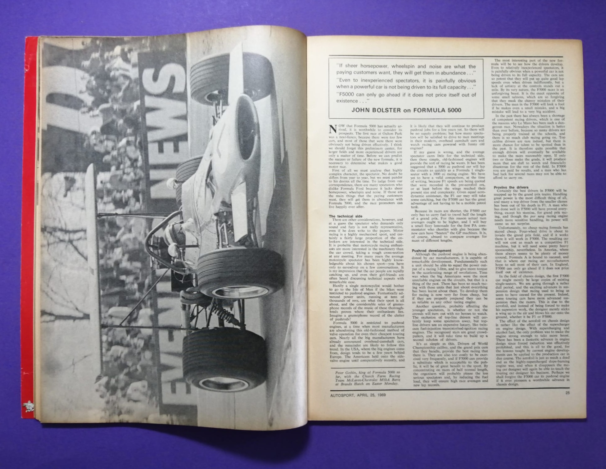 alte Zeitschrift Magazin Heft Autosport, 25. April 1969, Jochen Rindt Lotus Formel 2, Renault Alpine,.. Englisch!