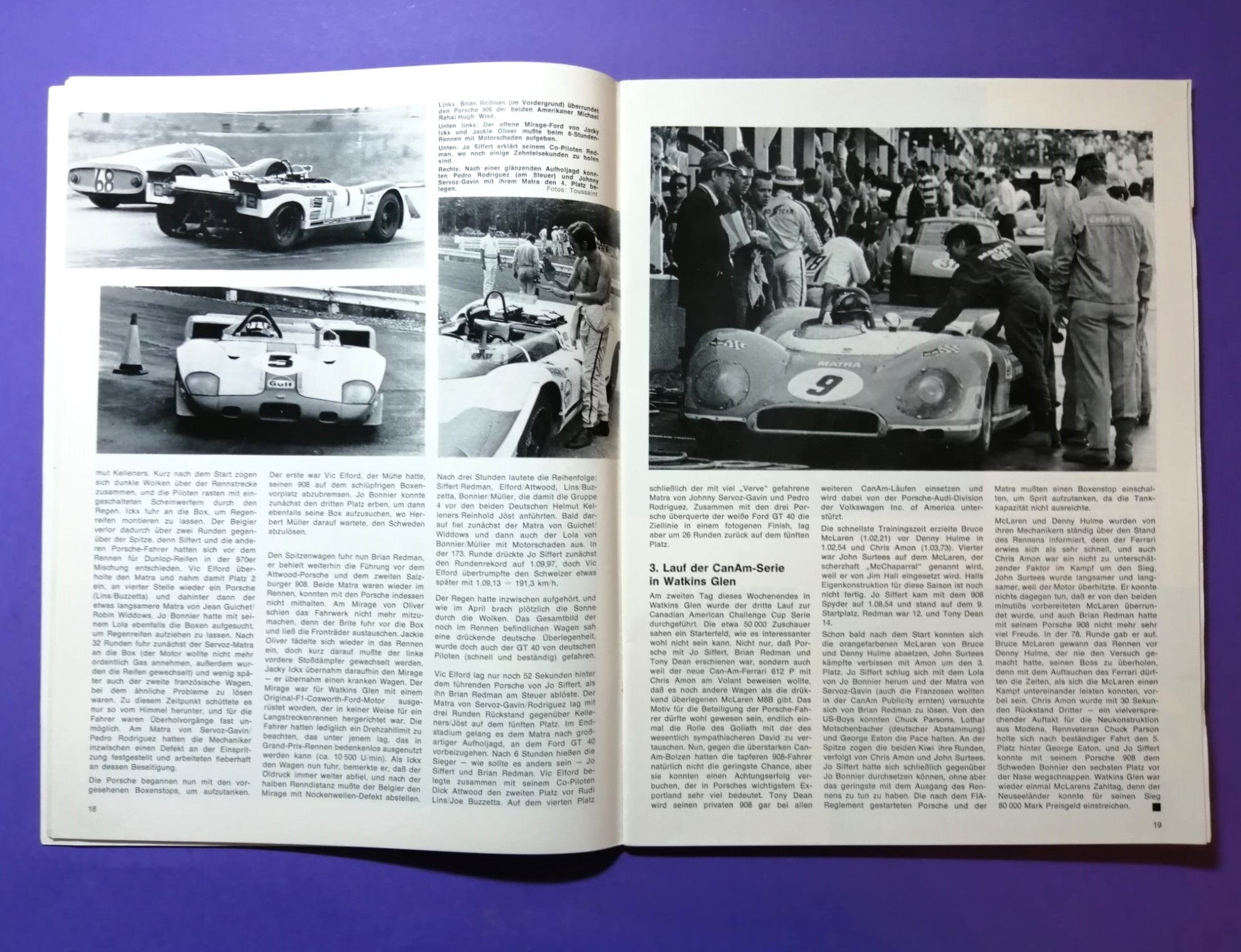 alte Zeitschrift Magazin Heft, Rallye Racing 08/1969, Jochen Rindt, F. Cevert, Formel 2 Tulln Langenlebarn,.. mit Mittelposter Schurti Formel V 