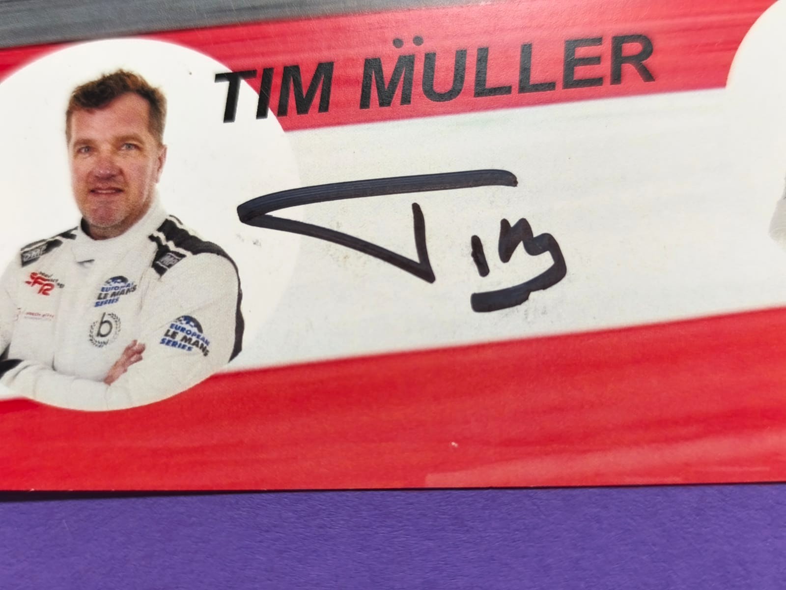 2 Original Autogramme, Tim Müller, Jürgen Krebs, Ligier JS P3, European LeMans Series 2017, Karte 15x21cm
