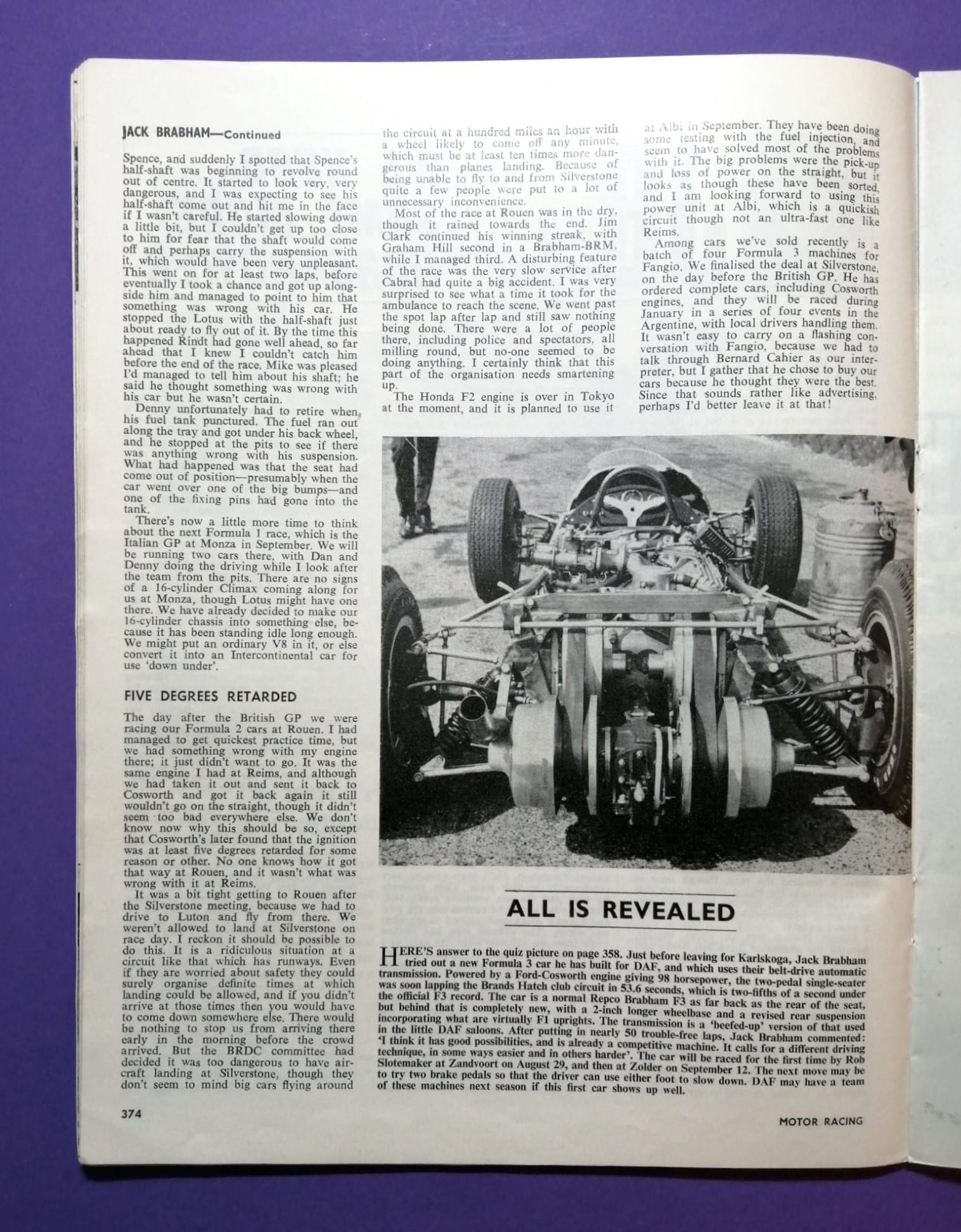 alte Zeitschrift Magazin Heft Motor Racing, 09/1965, Jim Clark Lotus Formel 1,.. Englisch! 