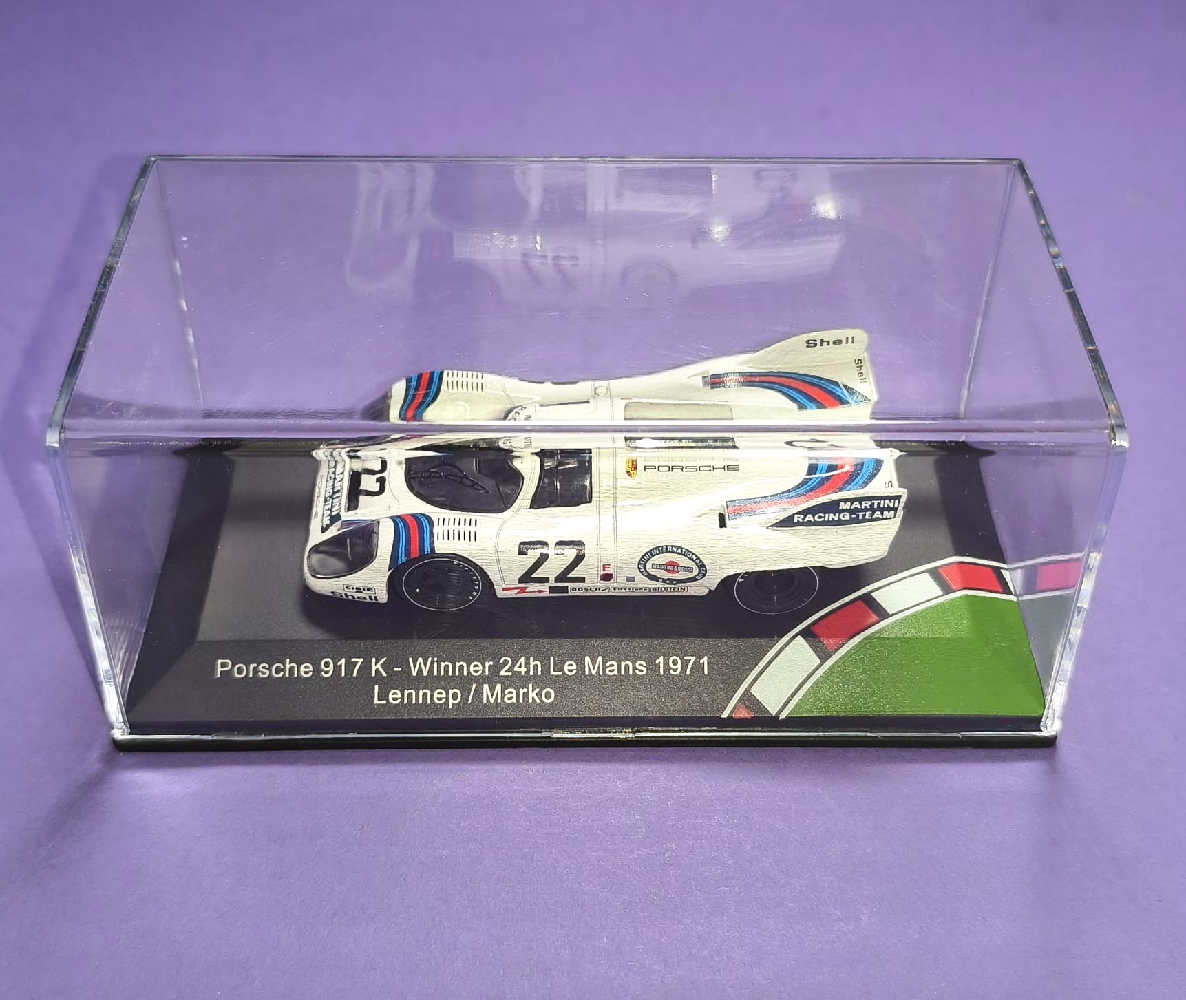 Modellauto 1:43 NEU, Martini Porsche 917K, Sieger 24h LeMans 1971, Helmut Marko, Gijs van Lennep, in Plexiglas und Kartonbox. 