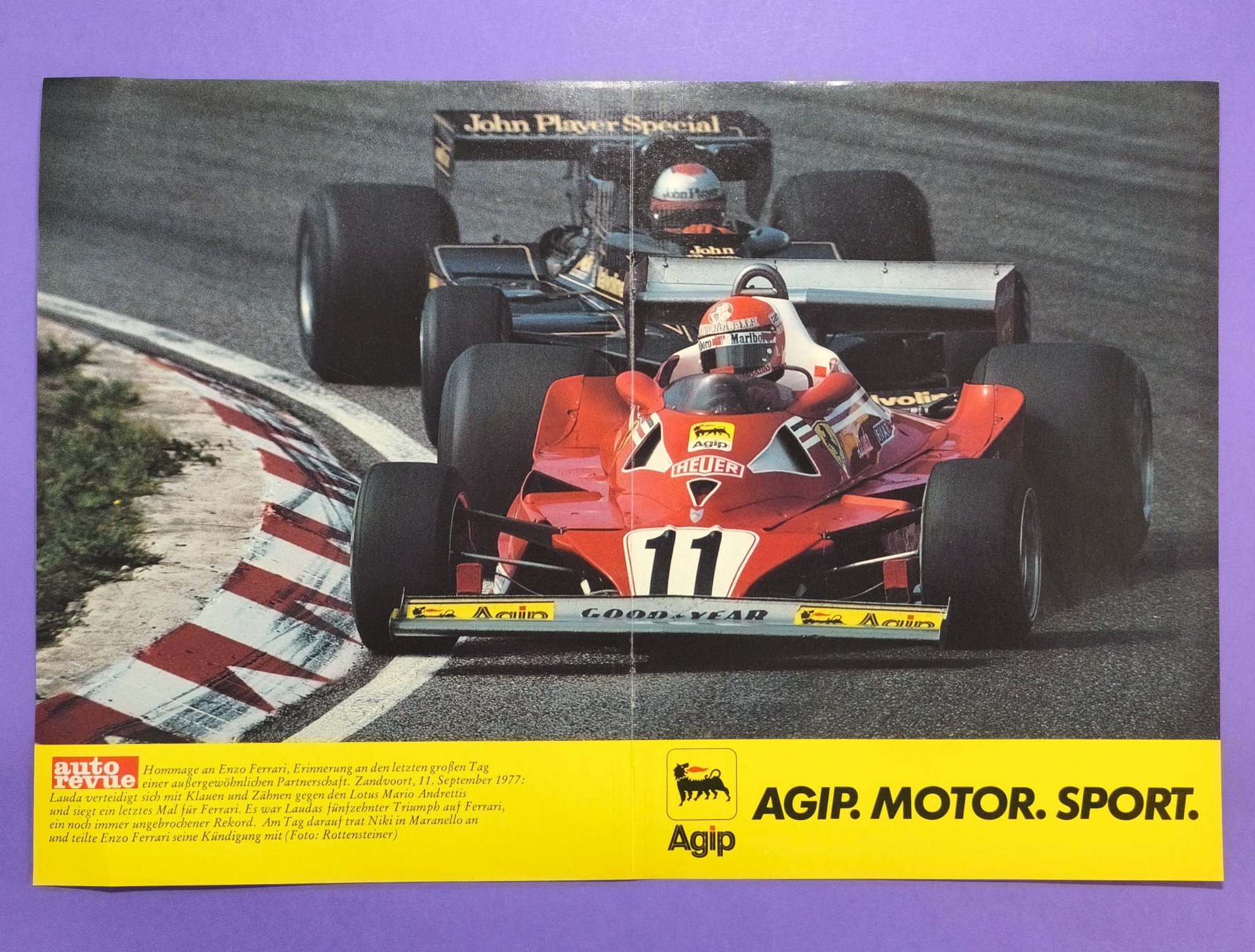 altes Agip Poster Niki Lauda Ferrari, Weltmeister, Formel 1 Grand Prix 1977, 28x42cm