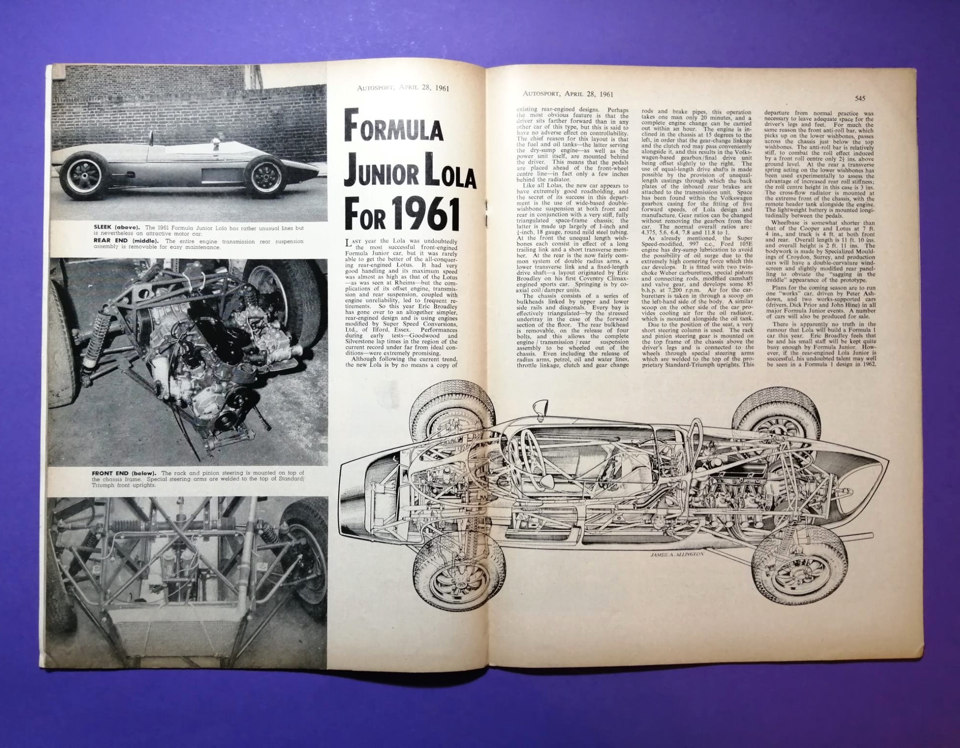 alte Zeitschrift Magazin Heft Autosport, 28. April 1961, Lola Formel Junior, Motorsport,.. Englisch!