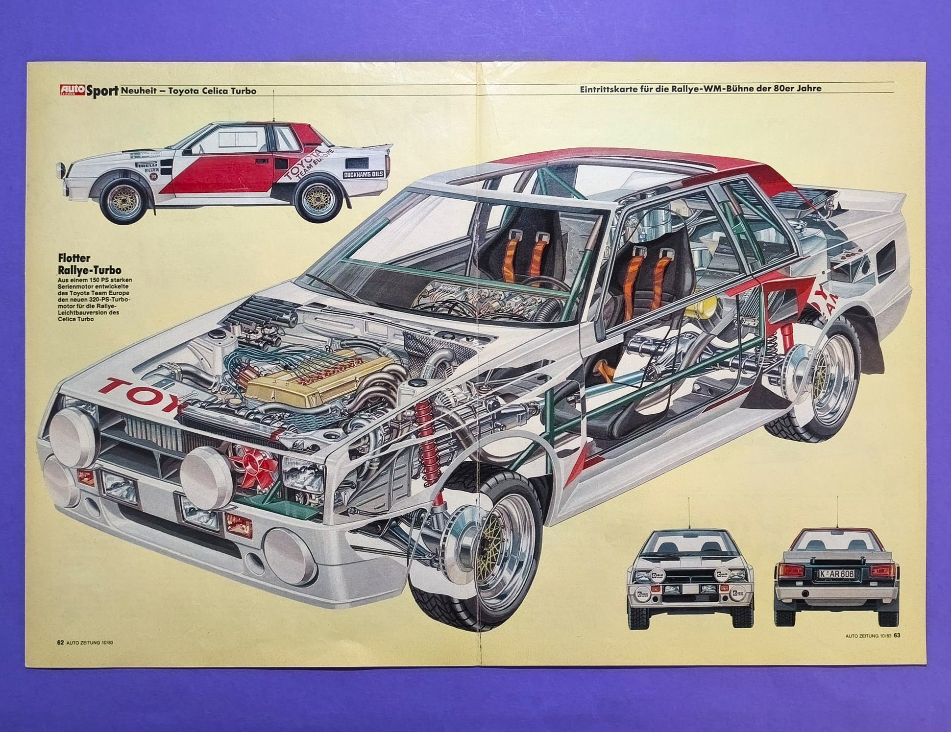 altes Poster Toyota Celica Turbo Rallye 1983, 28x42cm