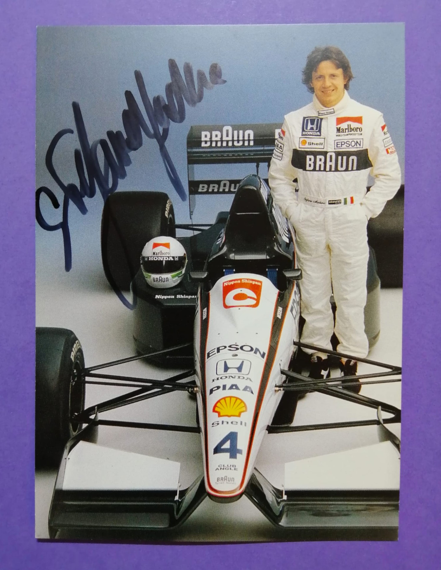 Original Autogramm, Stefano Modena, Braun Tyrrell Honda, Formel 1 Grand Prix 1991, alte Karte 10x15cm