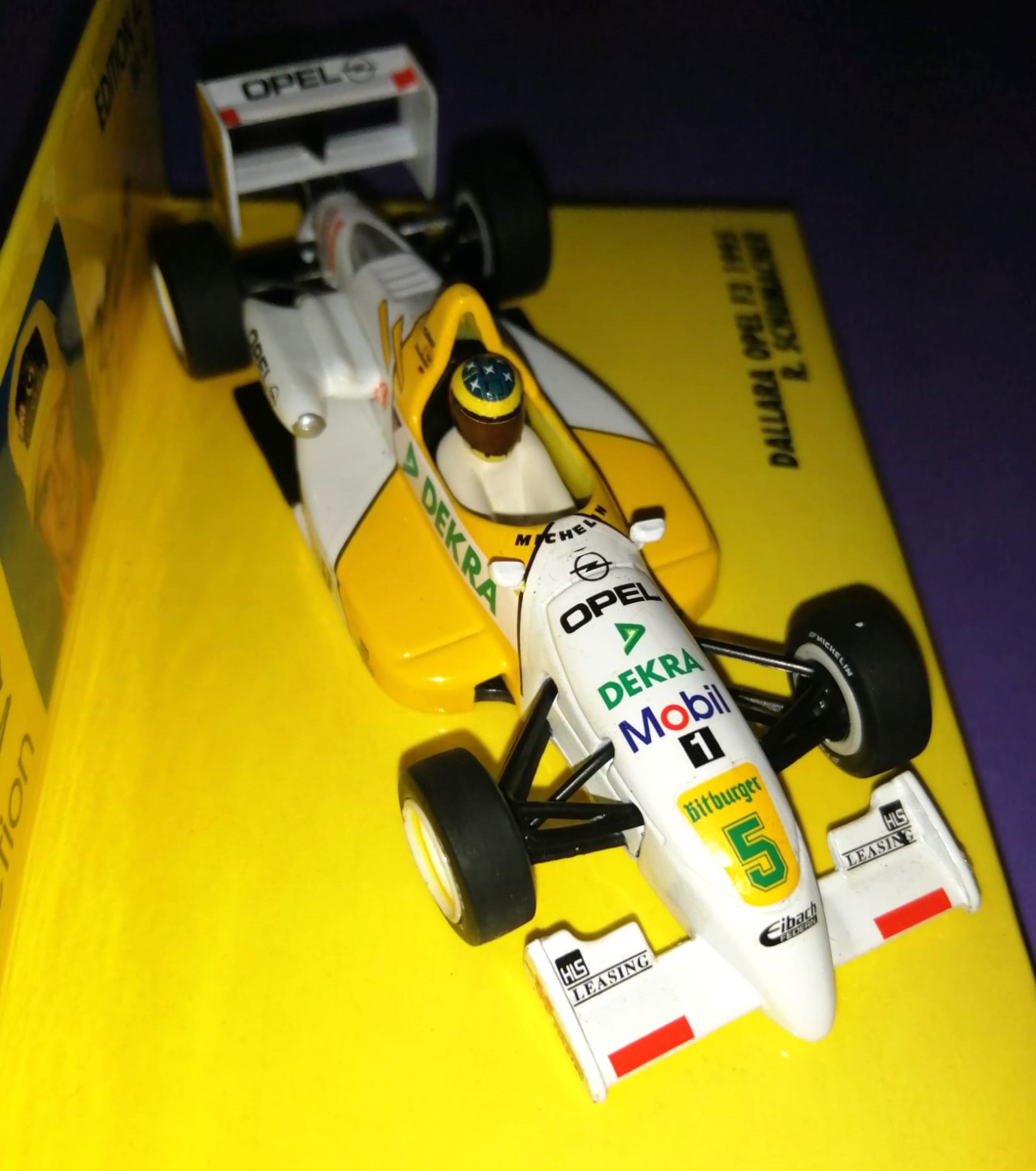 altes MINICHAMPS Modellauto 1:43, Ralf Schumacher, Dallara Opel, Formel 3 1995, In Original Plexiglasbox. 