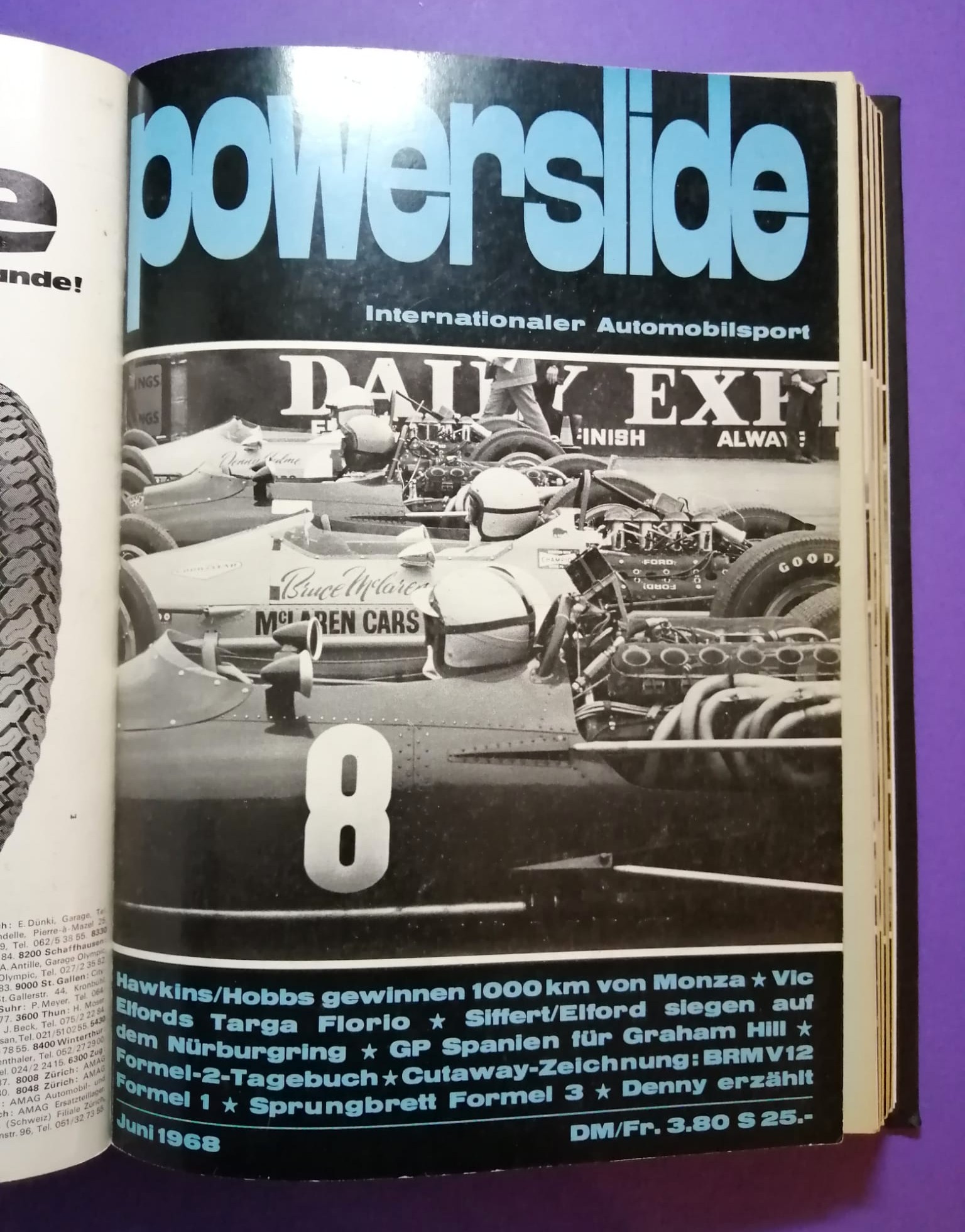 alte Powerslide 1968 Zeitschriften Magazine gebunden als Buch, 12 Hefte, Formel 1, Jochen Rindt, Siffert, Porsche, Motorsport,..