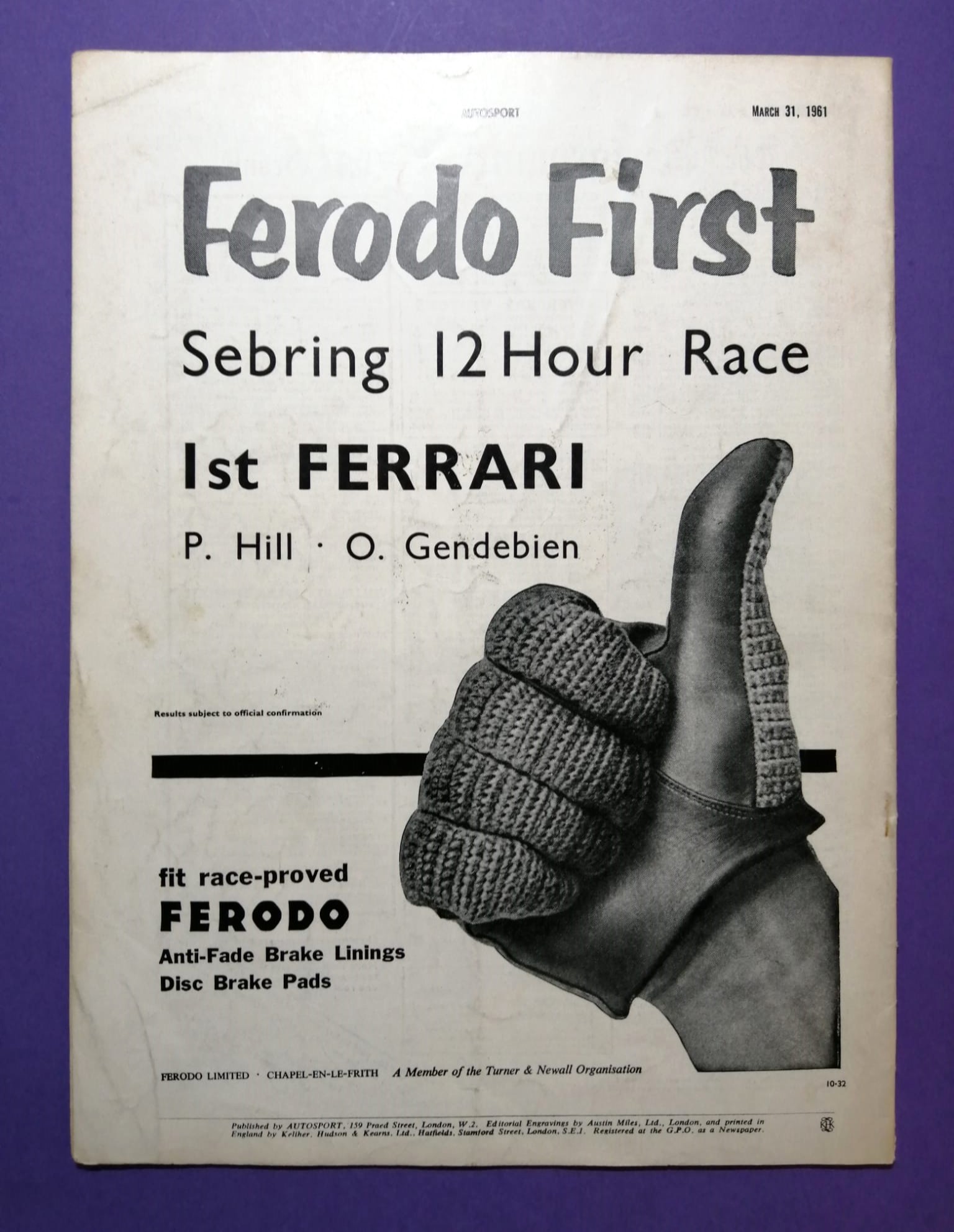 alte Zeitschrift Magazin Heft Autosport, 31. März 1961, Sebring, Snetterton, Motorsport,.. Englisch!