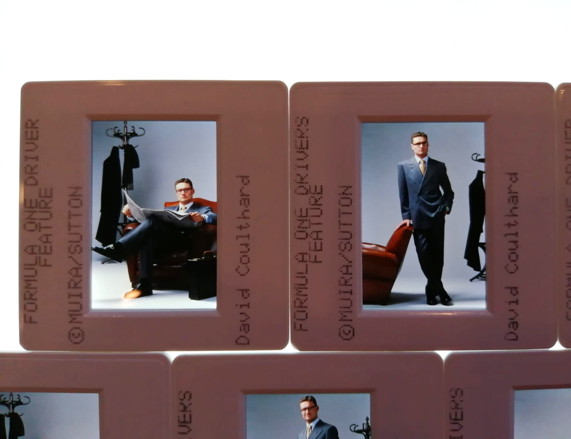 11 Stück alte Presse Foto DIAs, David Coulthard, Studioaufnahmen, 1998, Formel 1, 5x5cm