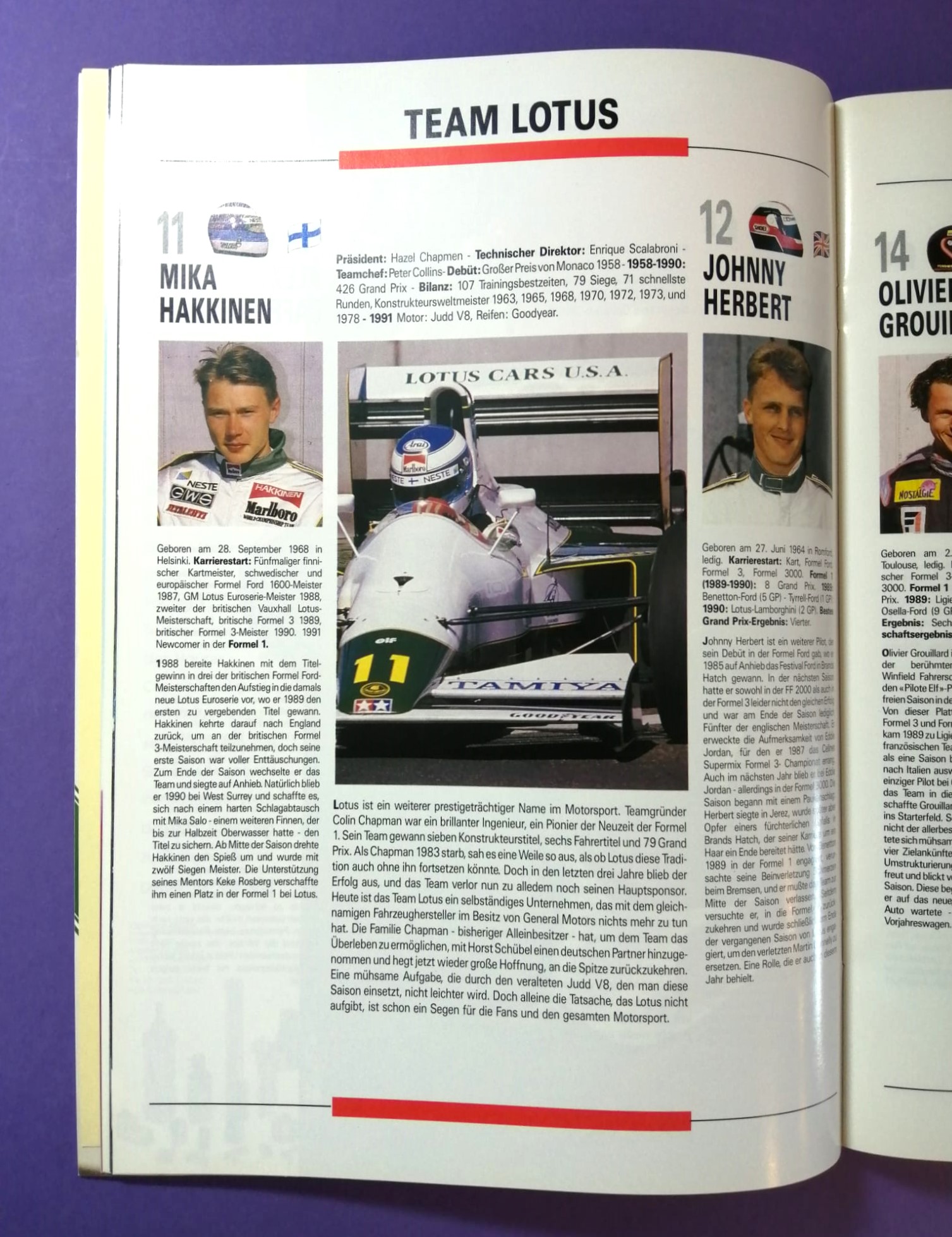 Offizielles Rennprogramm, Formel 1 Grand Prix Deutschland Hockenheimring 1991, Prost Ferrari, Senna, Mansell, Häkkinen Lotus,..