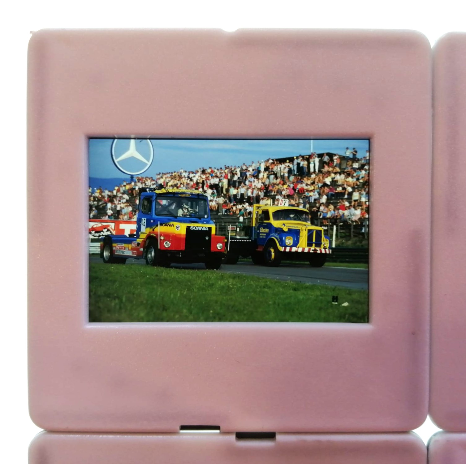 6 Stück alte Presse Foto DIAs, Truck Grand Prix Österreichring, 80er Jahre, LKW, Lastwagen, 5x5cm