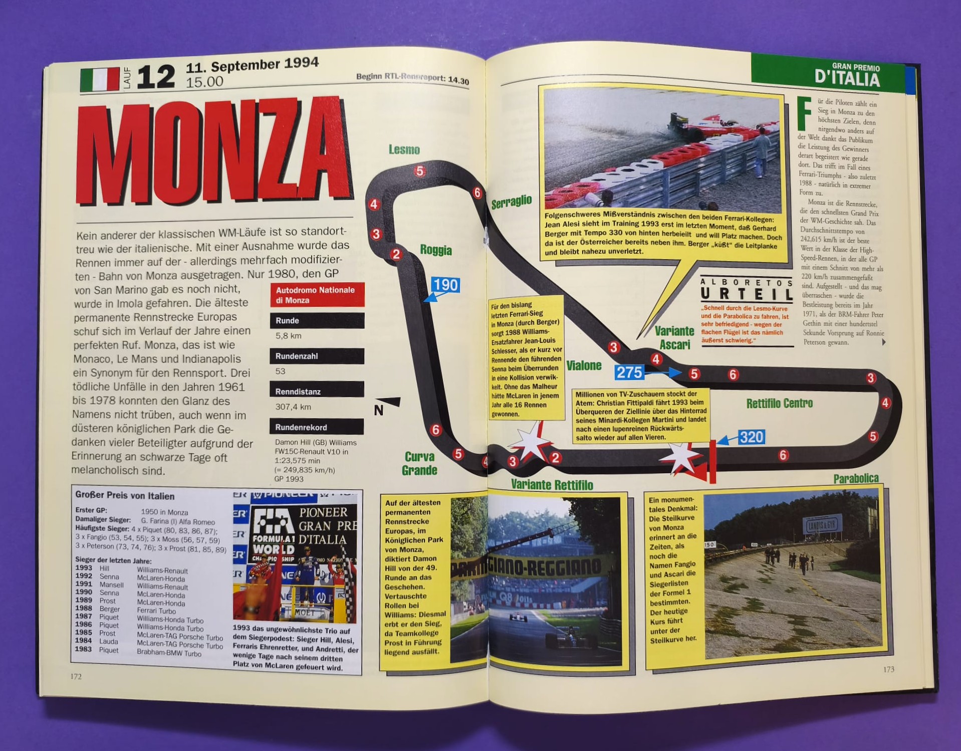 altes Buch, GRAND PRIX 1994, Live Miterlebt, Formel 1, Ayrton Senna Williams, Michael Schumacher Benetton, Ratzenberger Simtek,..