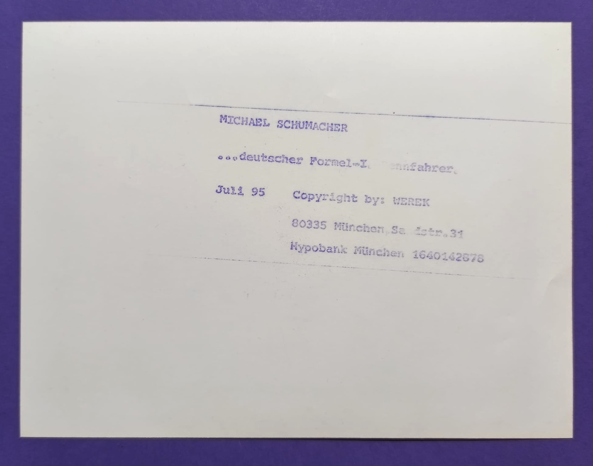 altes Pressefoto, Michael Schumacher, Benetton Renault, Formel 1 Grand Prix 1995, 15x20cm