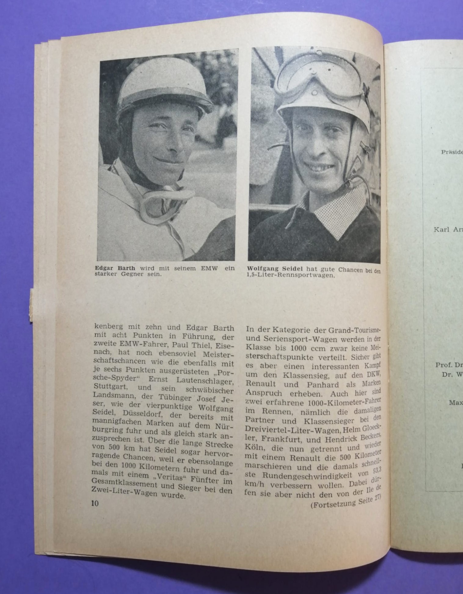 RARITÄT! altes Rennprogramm, 500km Rennen Nürburgring 1955, Grand Tourisme, Panhard, Porsche,.. Frankenberg, Moss, Trips,..