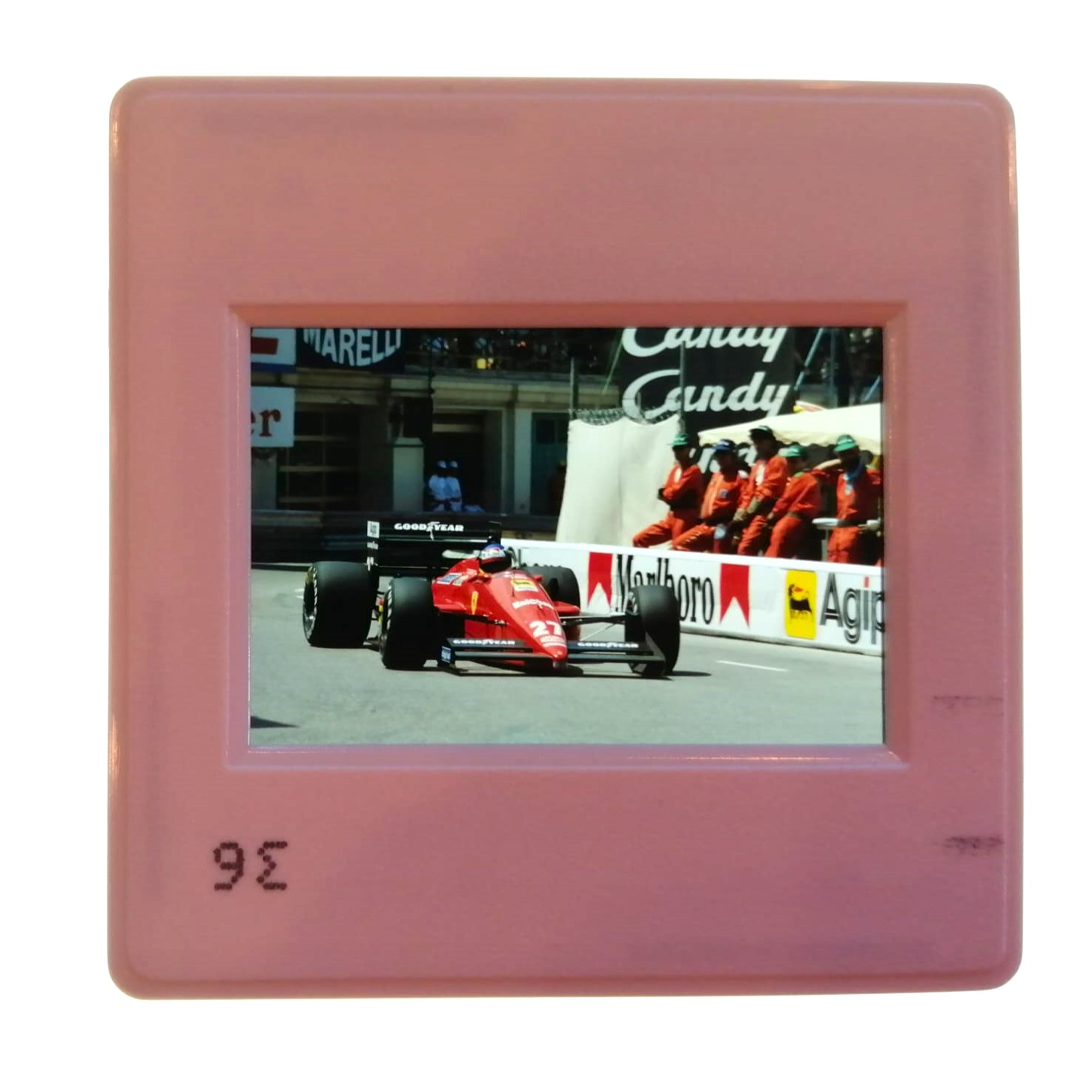 altes Presse Foto DIA, Michele Alboreto, Ferrari, Formel 1 Grand Prix Monaco 1988, 5x5cm
